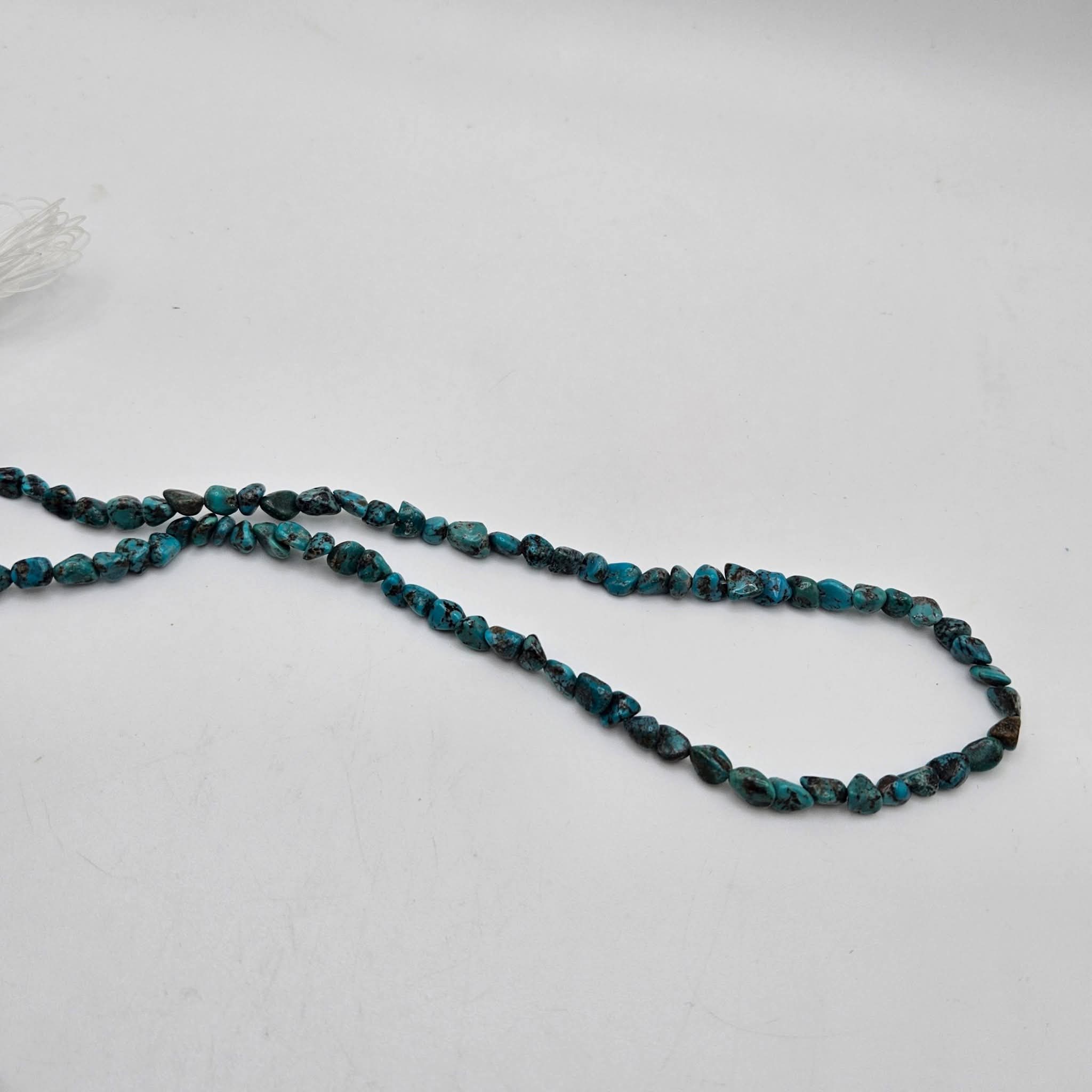 Genuine Turquoise Nugget Beads 5x7mm 16" Strand | Blue & Green with Brown Matrix