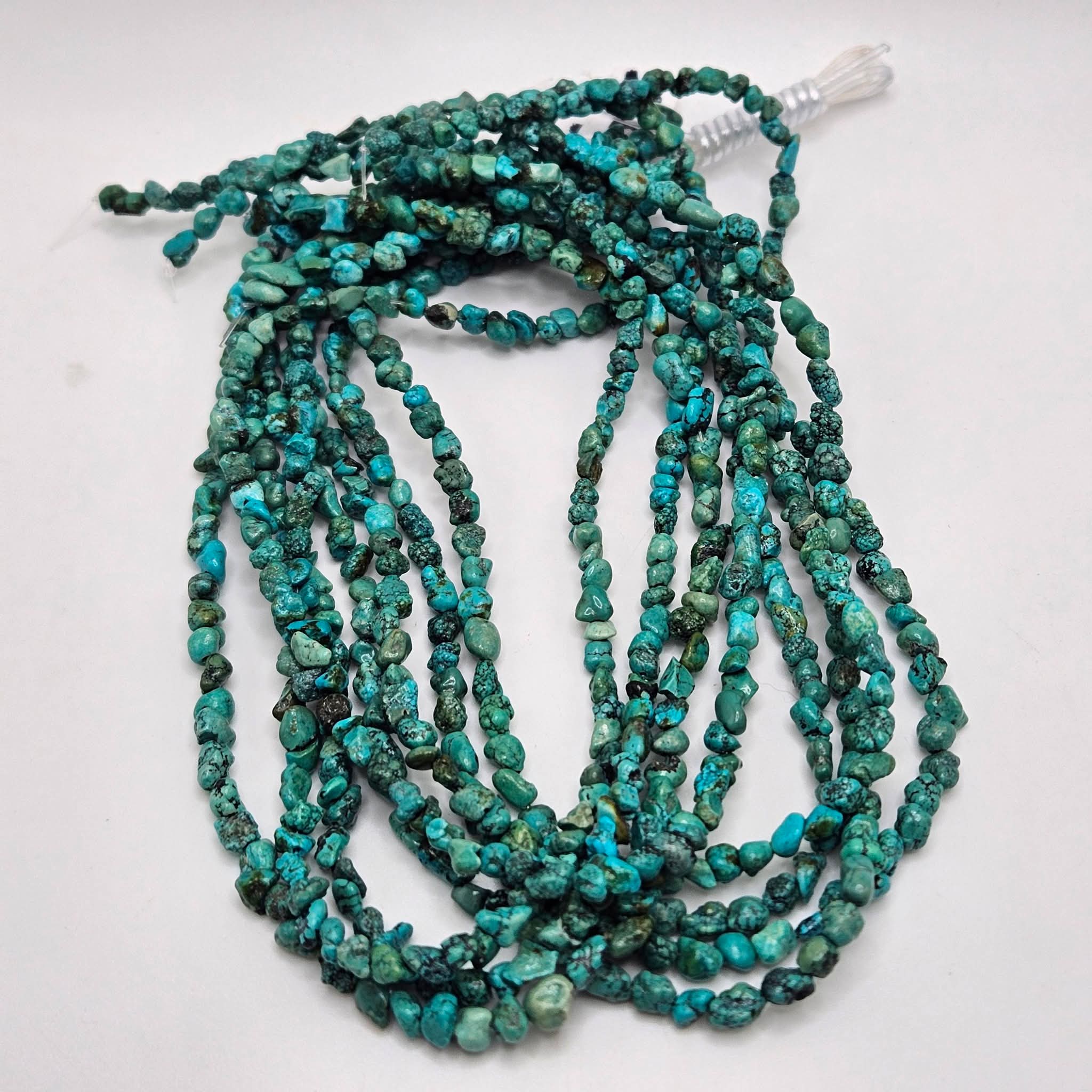Genuine Turquoise Nugget Beads 4mm 16" Strand | Blue & Blue-Green with Black Matrix
