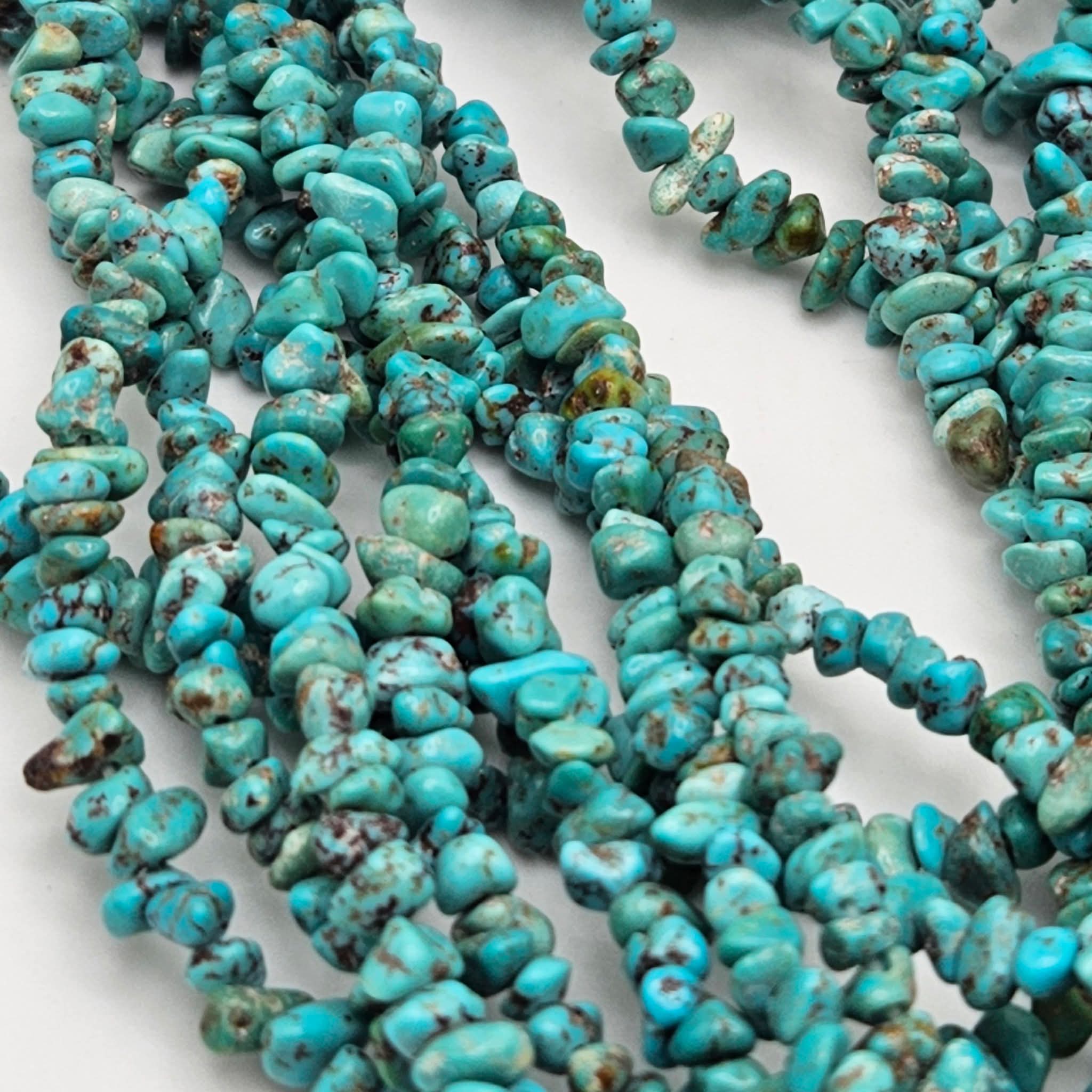 Genuine Turquoise Nugget Beads 4x3mm 16" Strand | Mixed Blue & Green with Brown Matrix