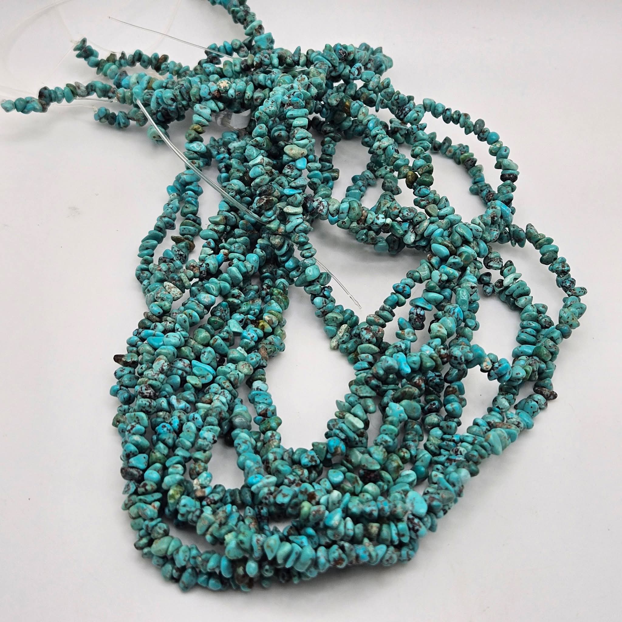 Genuine Turquoise Nugget Beads 4x3mm 16" Strand | Mixed Blue & Green with Brown Matrix
