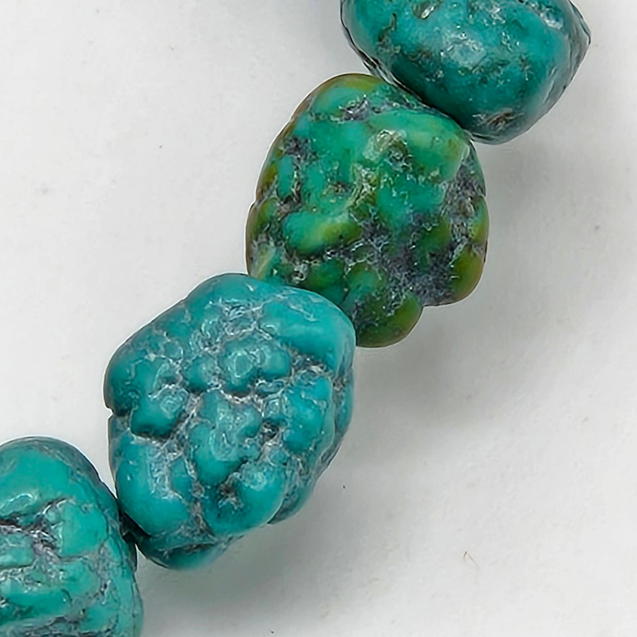 Genuine Turquoise Nugget Beads 11x10mm 16" Strand | Blue & Blue-Green