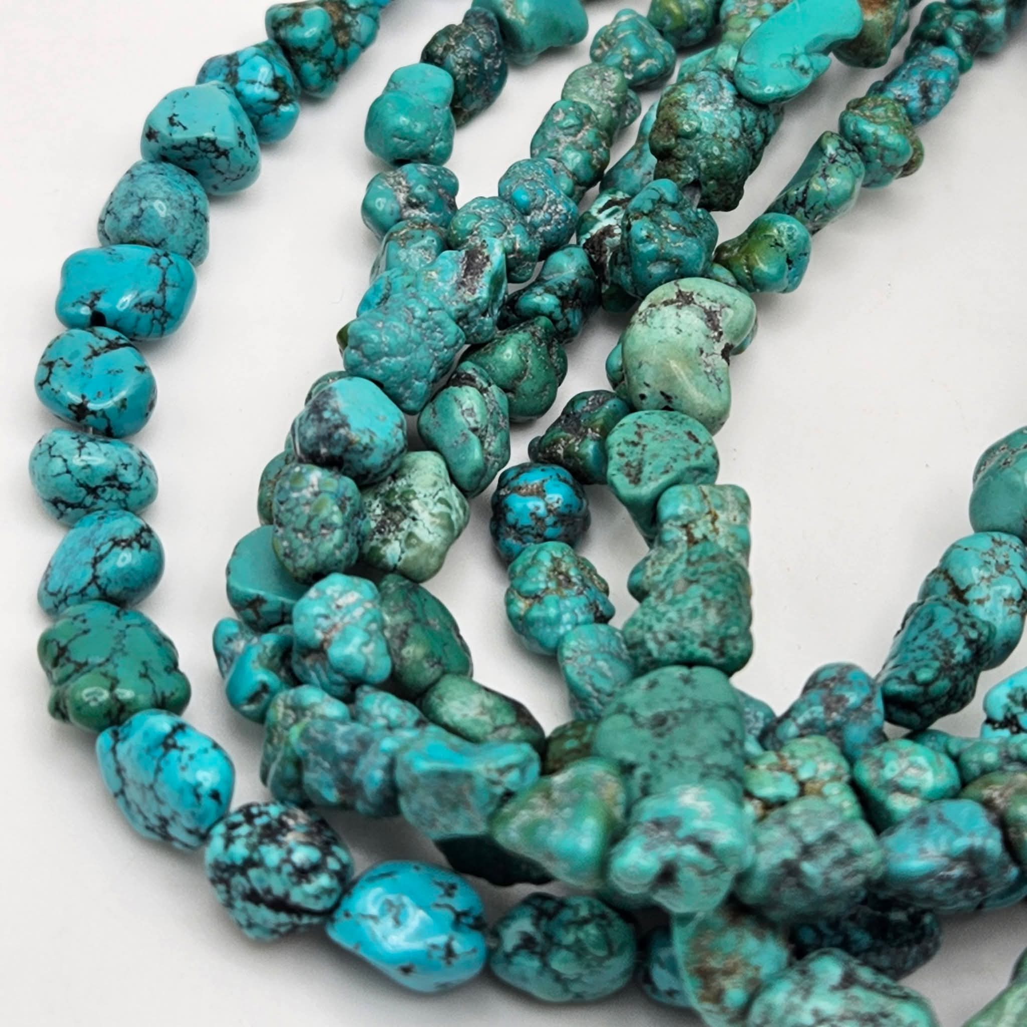 Genuine Turquoise Nugget Beads 11x10mm 16" Strand | Blue & Blue-Green