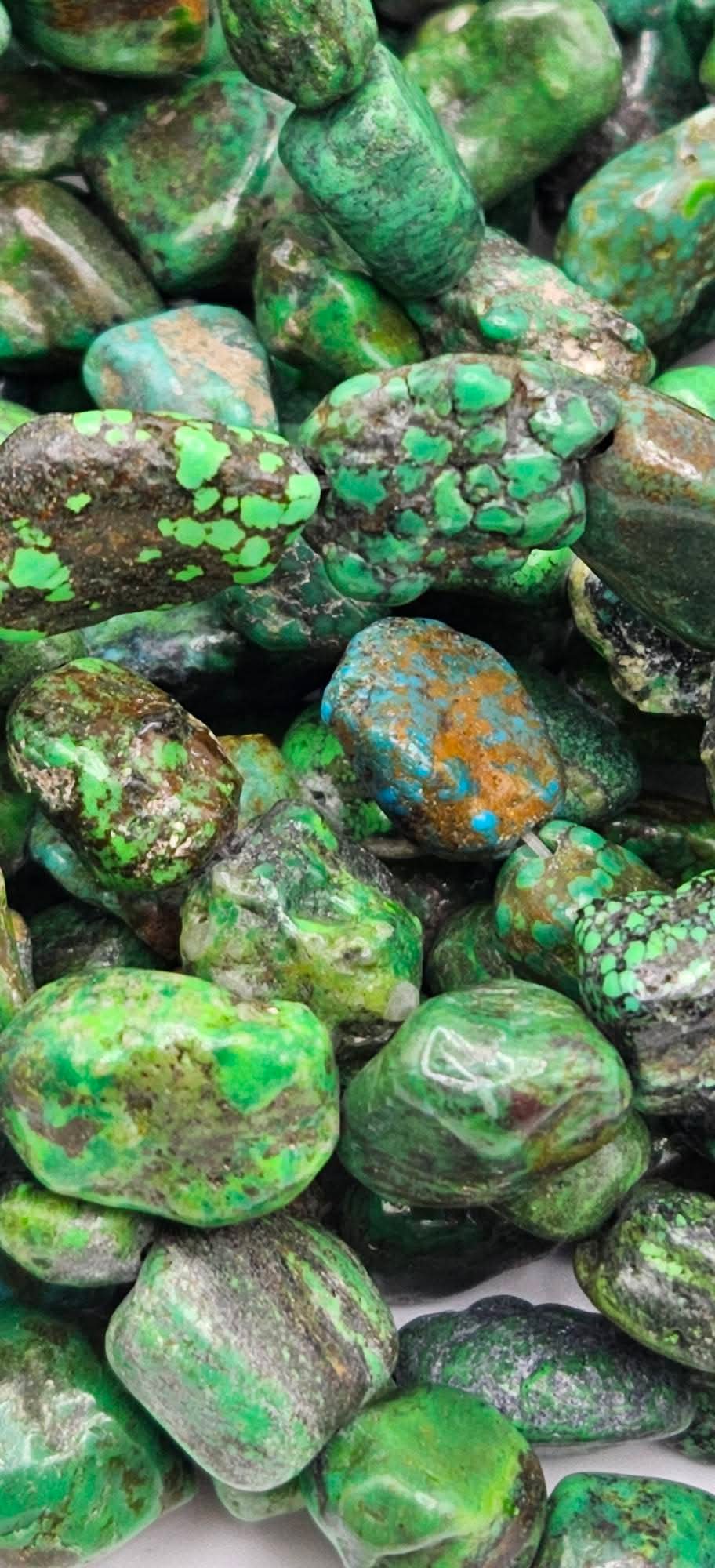 Large Genuine Green Turquoise Nugget Beads - Rare 16mm Premium 16" Strand