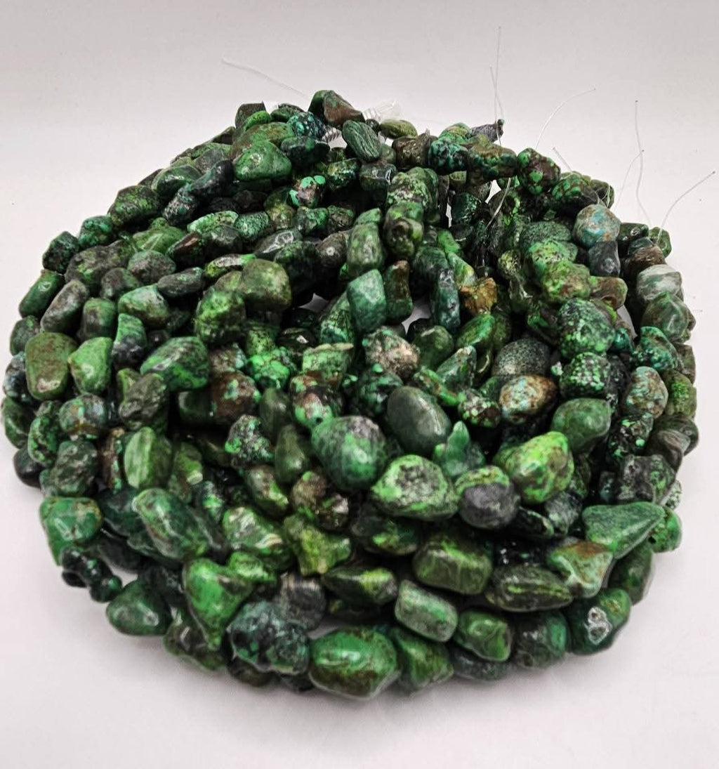 Large Genuine Green Turquoise Nugget Beads - Rare 16mm Premium 16" Strand