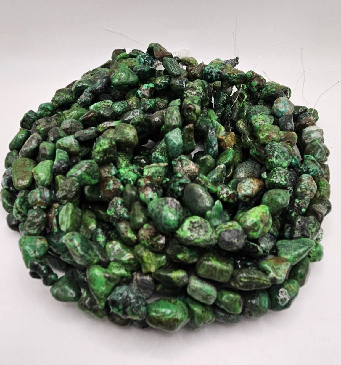 Large Genuine Green Turquoise Nugget Beads - Rare 16mm Premium 16" Strand