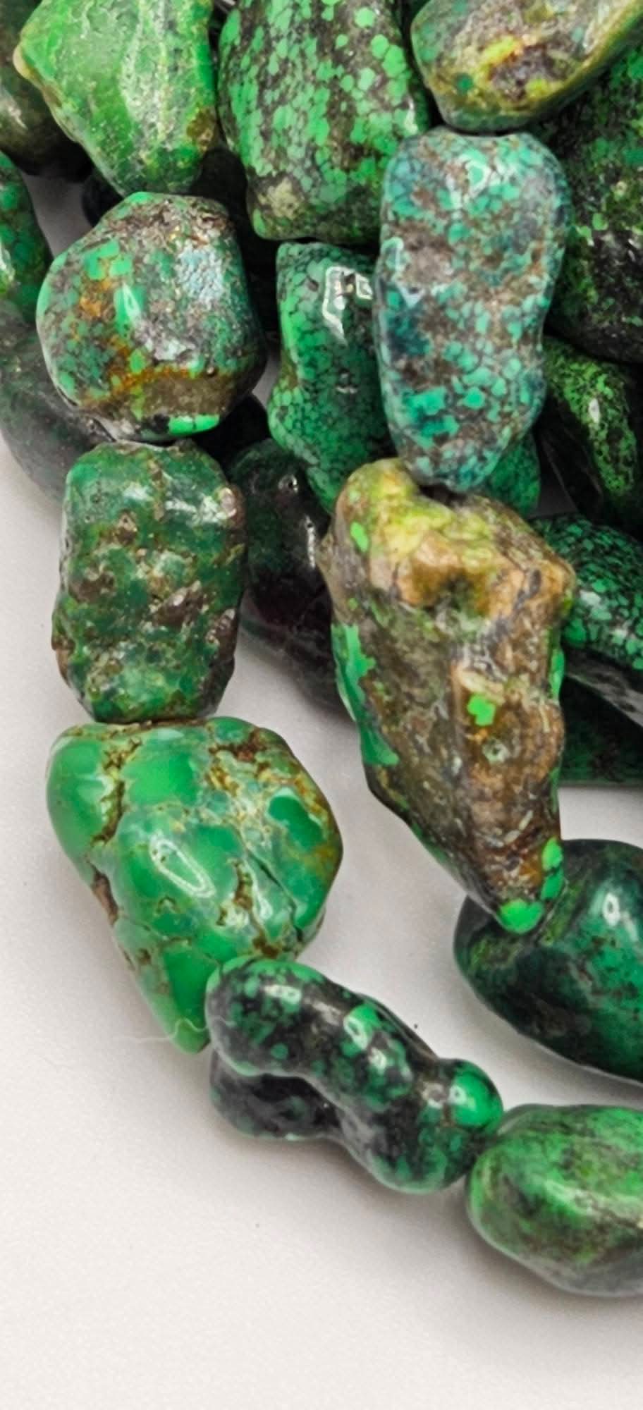 Large Genuine Green Turquoise Nugget Beads - Rare 16mm Premium 16" Strand