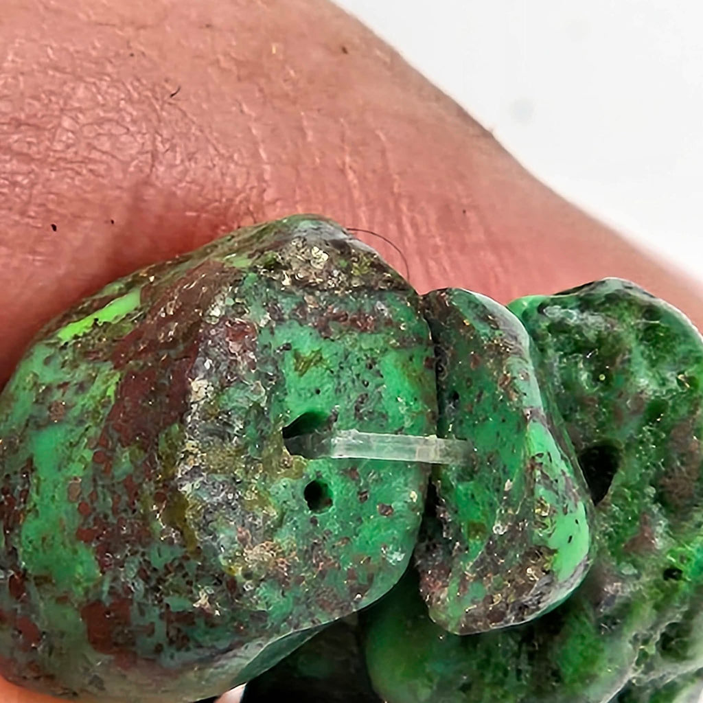 Large Genuine Green Turquoise Nugget Beads - Rare 16mm Premium 16" Strand