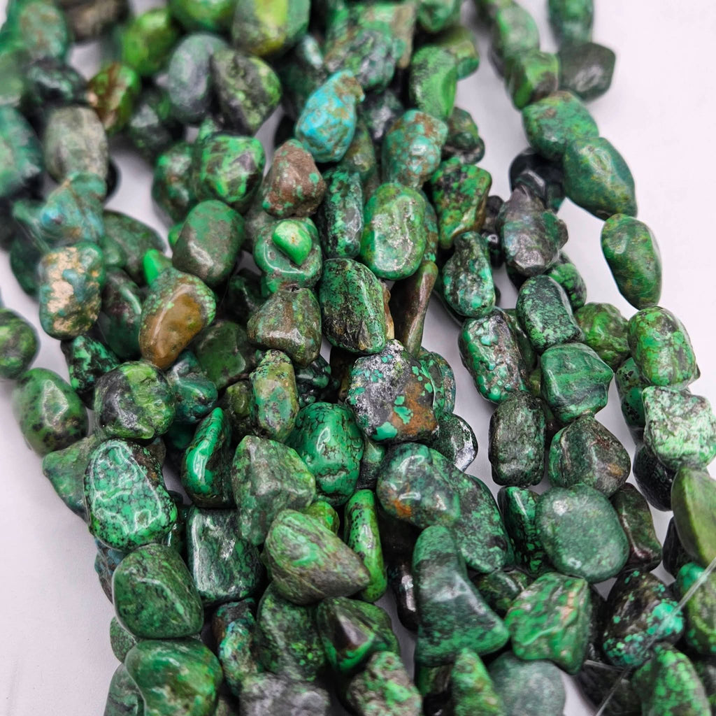 Large Genuine Green Turquoise Nugget Beads - Rare 16mm Premium 16" Strand