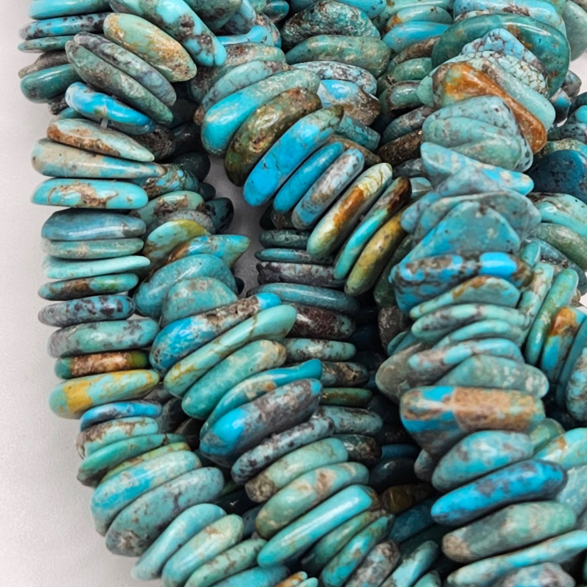 Genuine Blue Turquoise Flat Beads - 15mm Premium 16" Strand