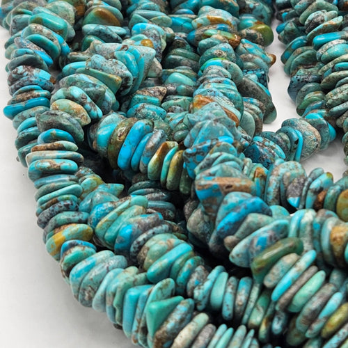 Genuine Blue Turquoise Flat Beads - 15mm Premium 16" Strand