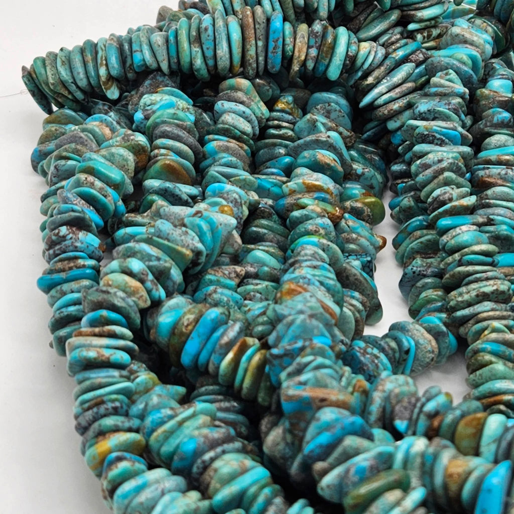 Genuine Blue Turquoise Flat Beads - 15mm Premium 16" Strand