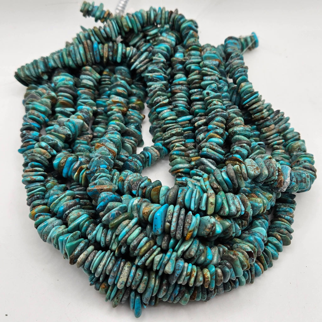 Genuine Blue Turquoise Flat Beads - 15mm Premium 16" Strand