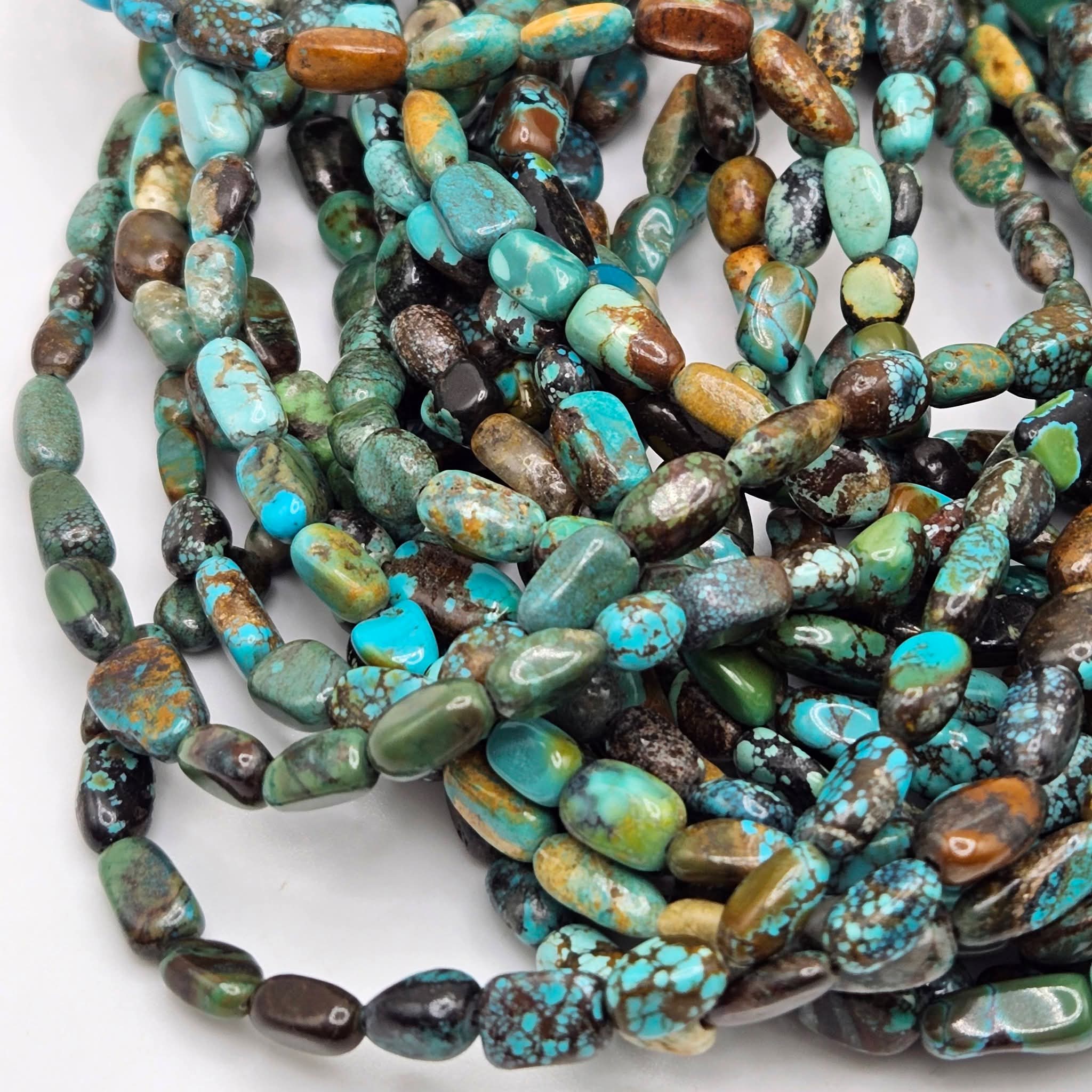 Genuine Multi-Color Turquoise Beads 11x5mm 16" Strand | Blue & Green Mix