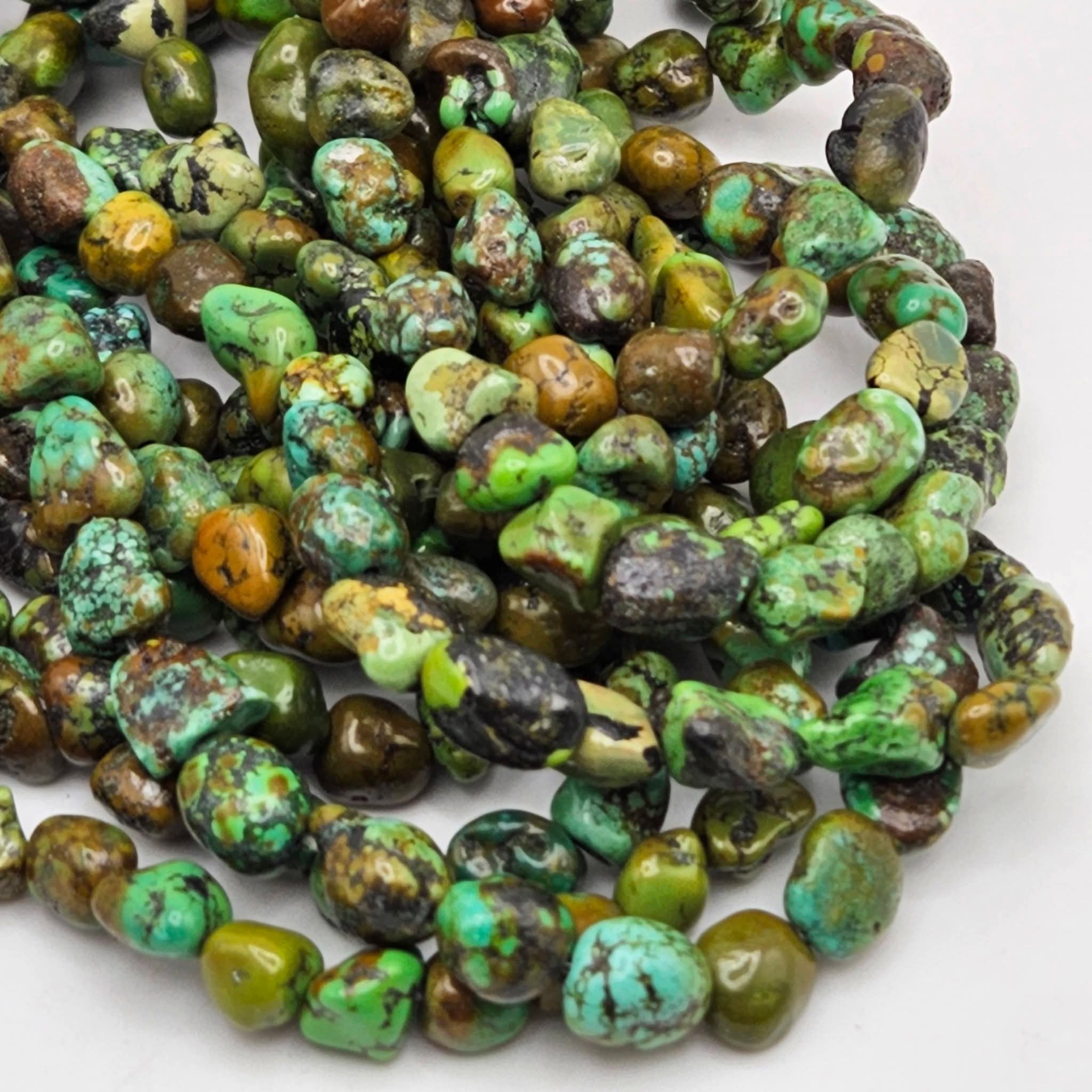 Genuine Multicolor Turquoise Nugget Beads - 10×6mm Natural 16" Strand