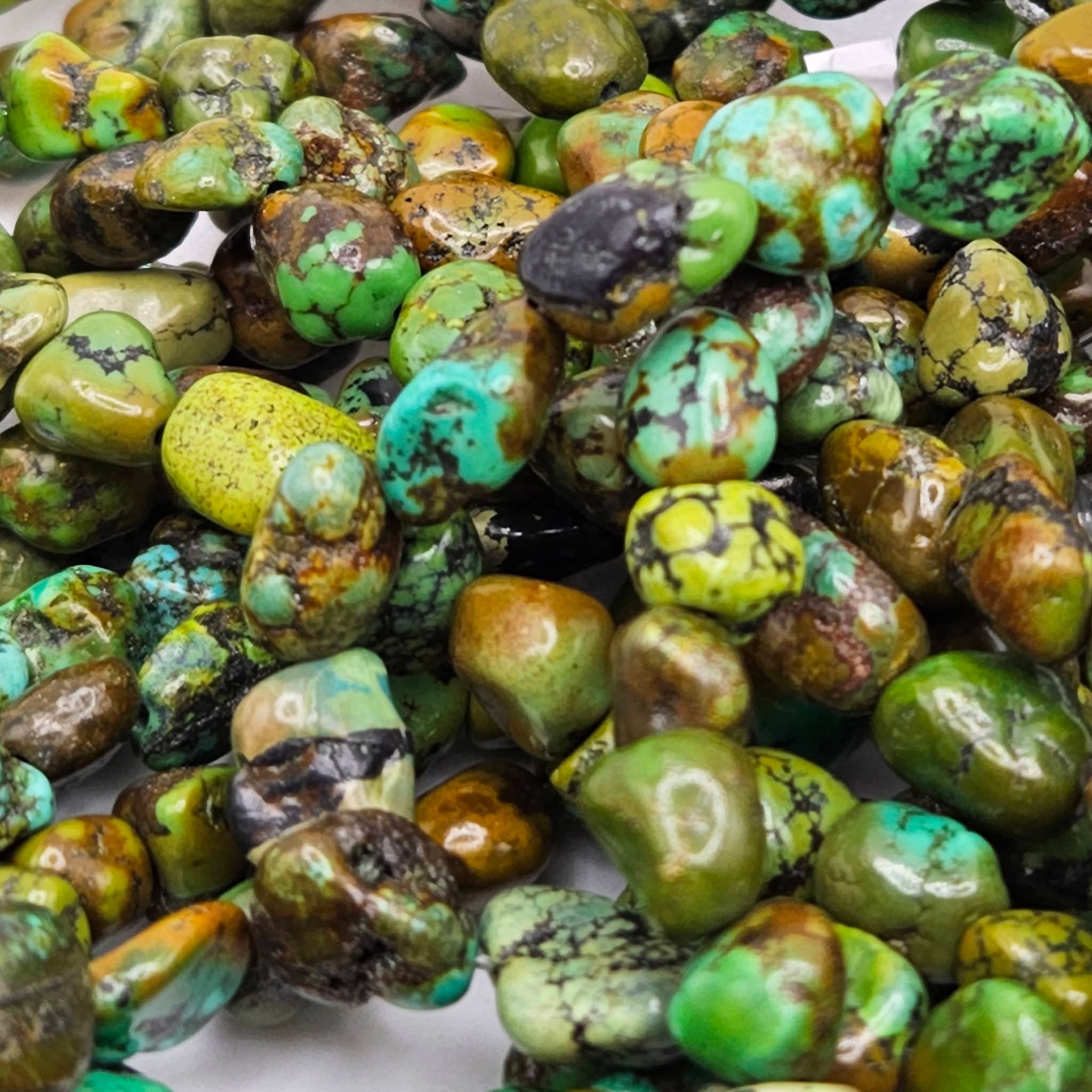 Genuine Multicolor Turquoise Nugget Beads - 10×6mm Natural 16" Strand