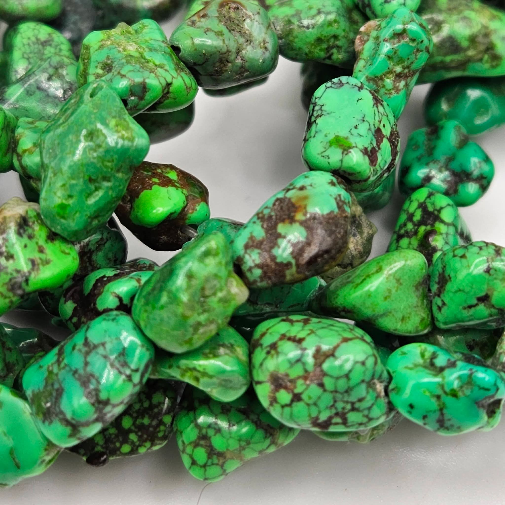 Genuine Green Turquoise Nugget Beads - 12×8mm Premium 16" Strand