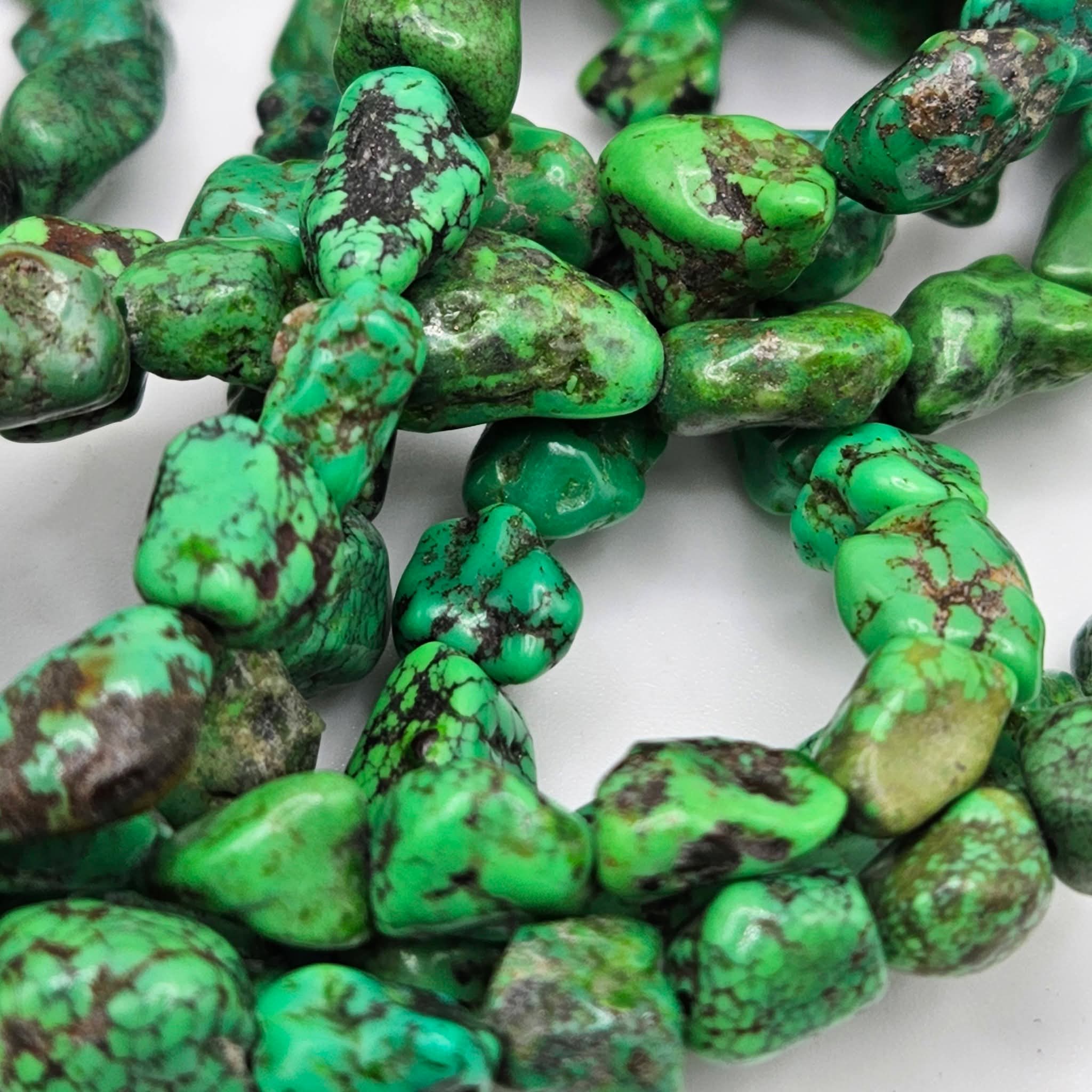 Genuine Green Turquoise Nugget Beads - 12×8mm Premium 16" Strand