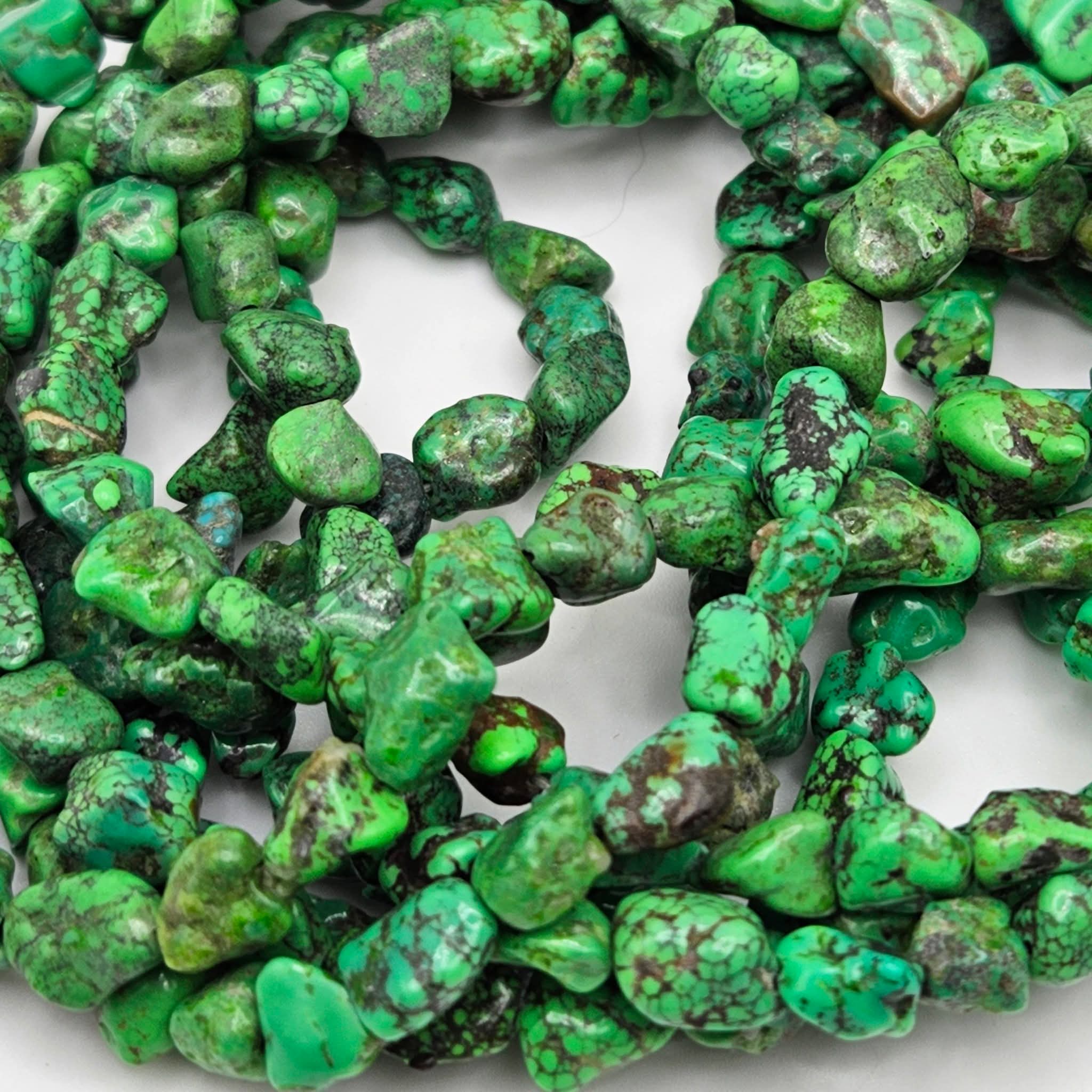 Genuine Green Turquoise Nugget Beads - 12×8mm Premium 16" Strand