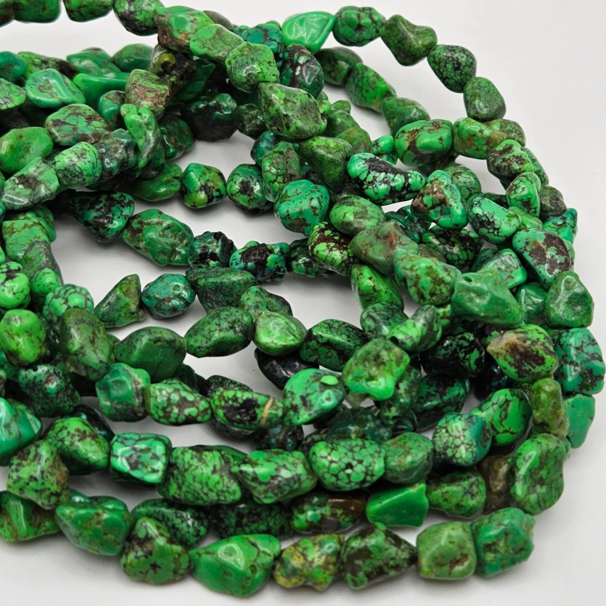 Genuine Green Turquoise Nugget Beads - 12×8mm Premium 16" Strand