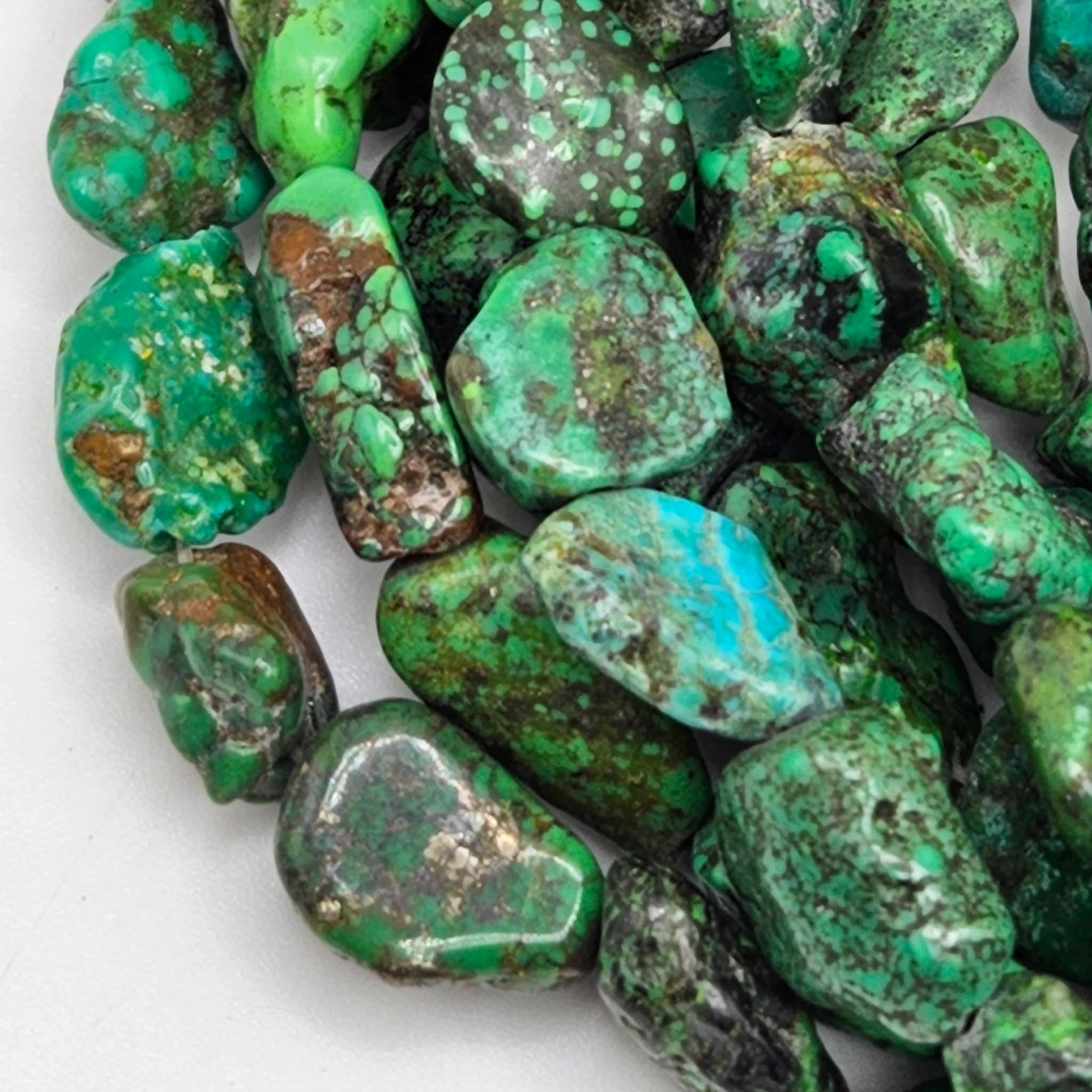 Genuine Green Turquoise Large Nugget Beads - 16×12mm Premium 16" Strand