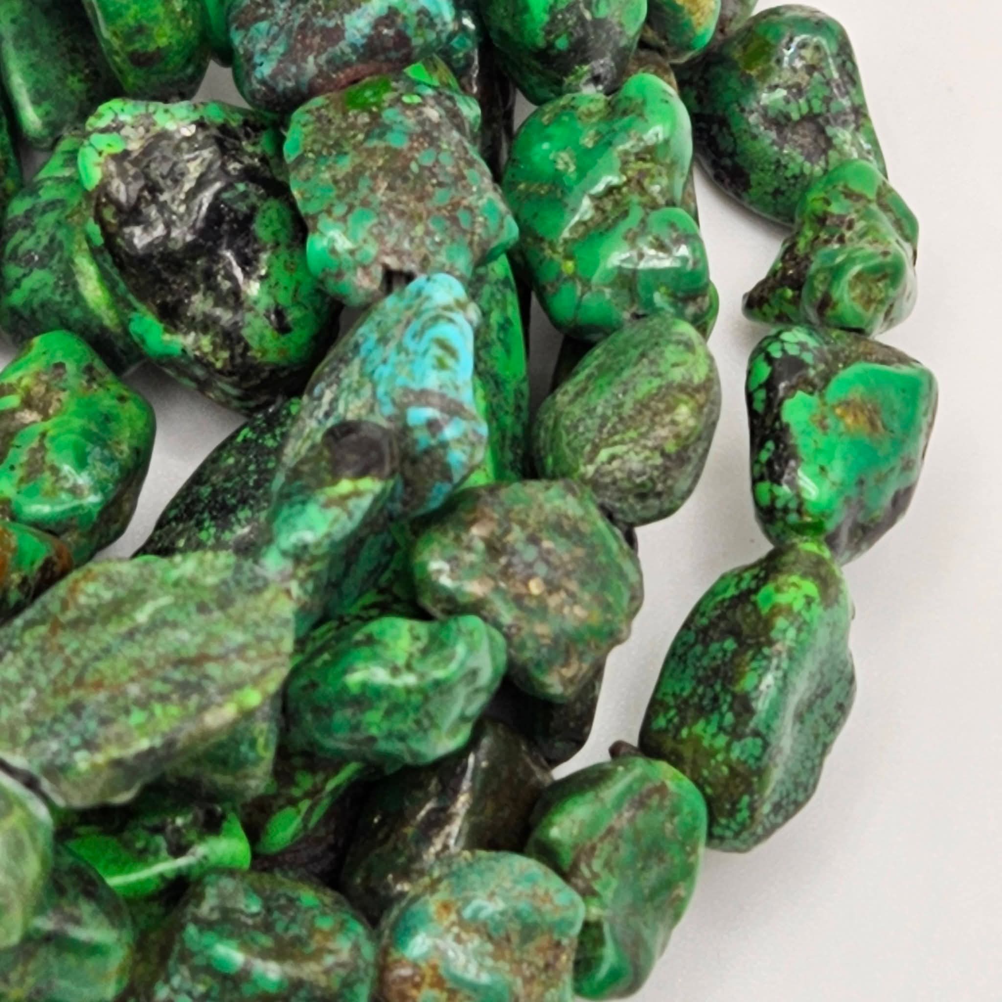 Genuine Green Turquoise Large Nugget Beads - 16×12mm Premium 16" Strand