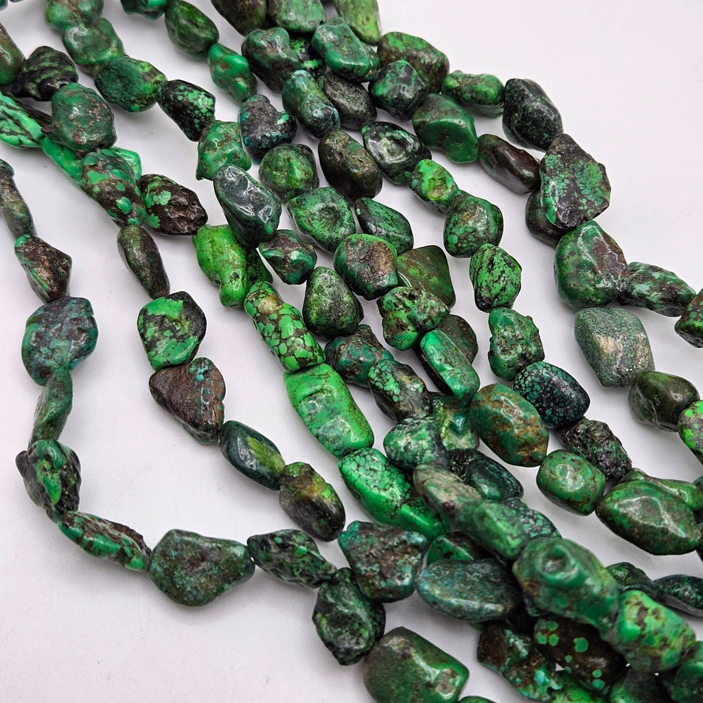 Genuine Green Turquoise Large Nugget Beads - 16×12mm Premium 16" Strand
