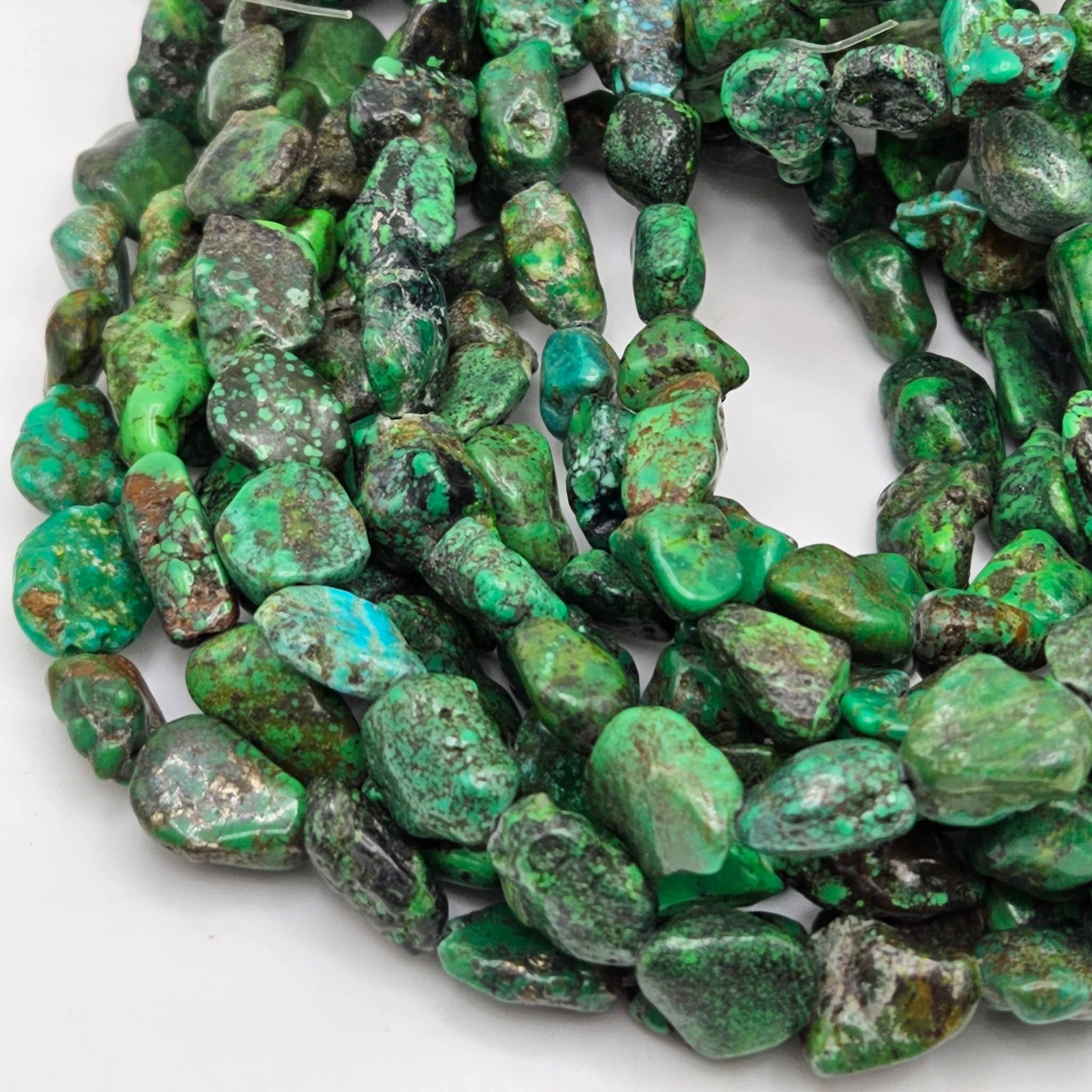 Genuine Green Turquoise Large Nugget Beads - 16×12mm Premium 16" Strand