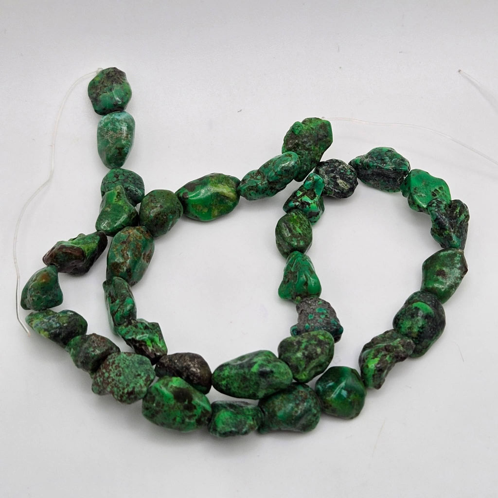 Genuine Green Turquoise Large Nugget Beads - 16×12mm Premium 16" Strand