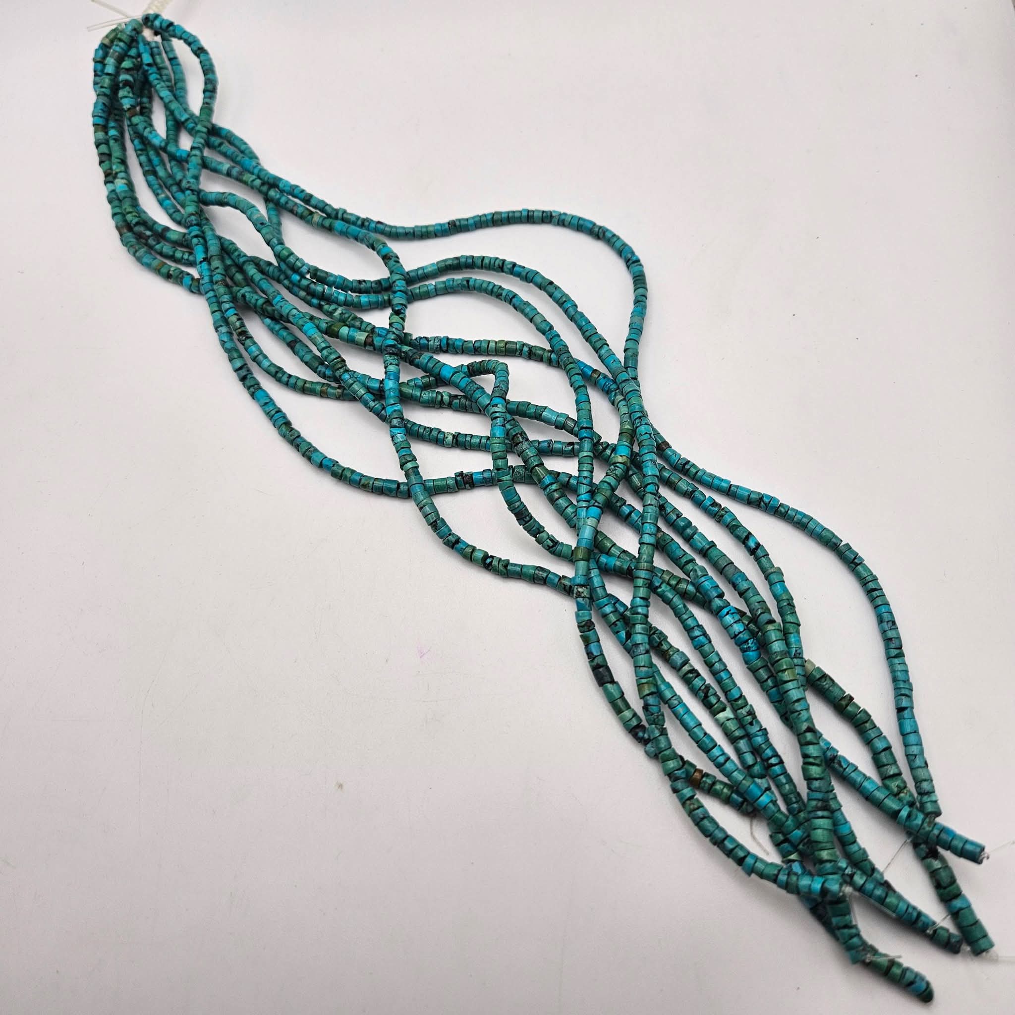 Genuine Blue Turquoise Small Heishi Beads - 3-4mm Delicate 15.5" Strand