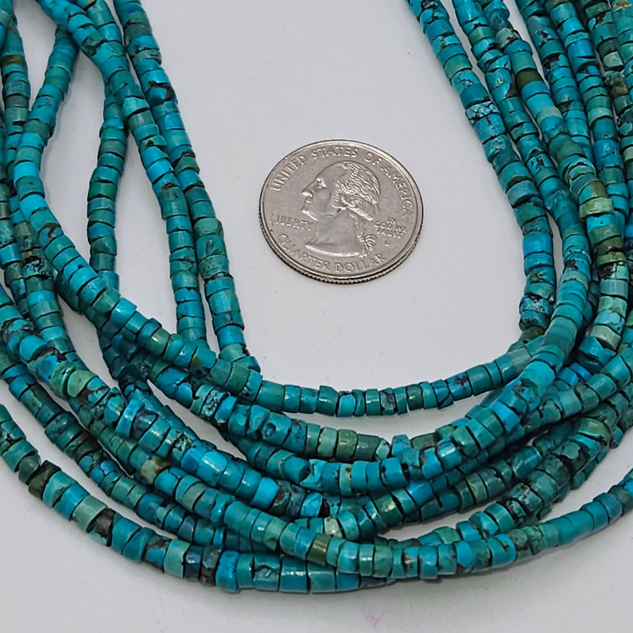 Genuine Blue Turquoise Medium Heishi Beads - 4.4mm Classic 16" Strand