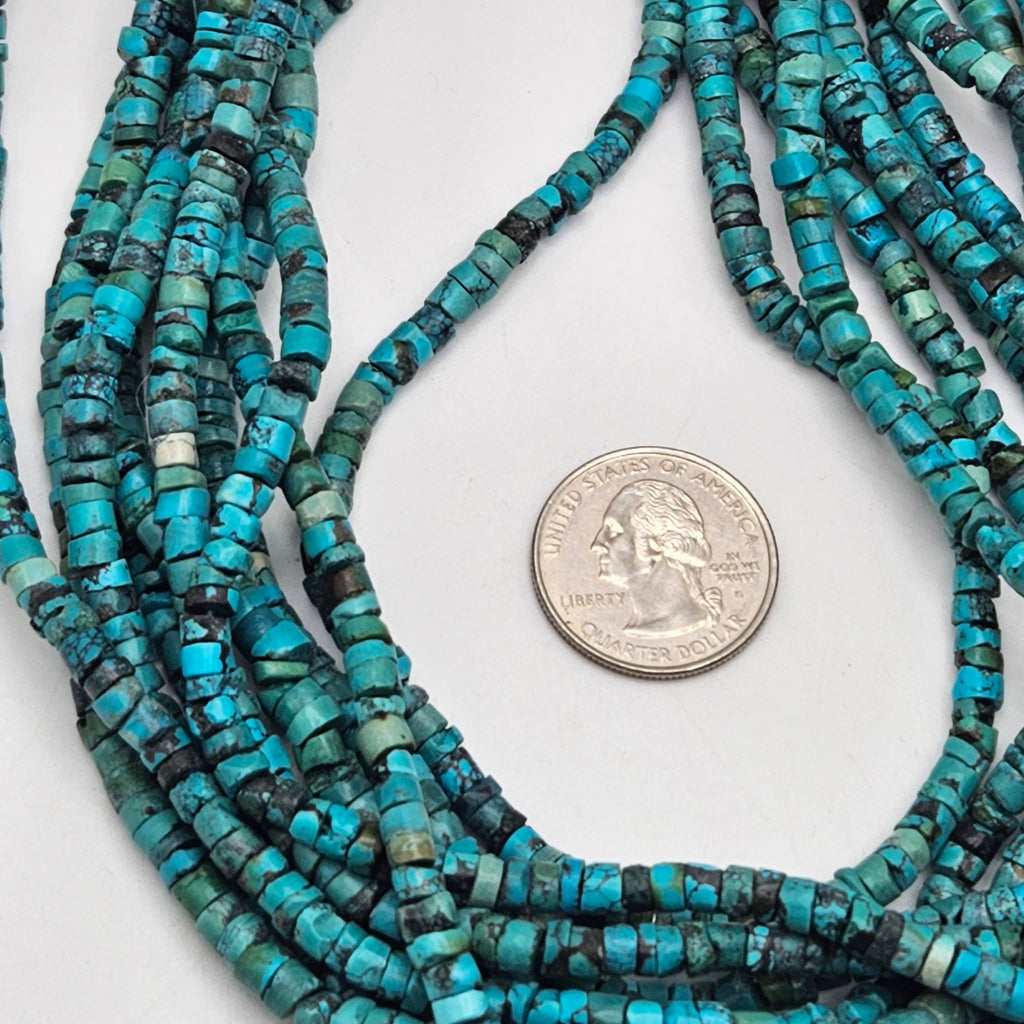 Genuine Blue Turquoise Medium Heishi Beads - 4.4mm Classic 16" Strand