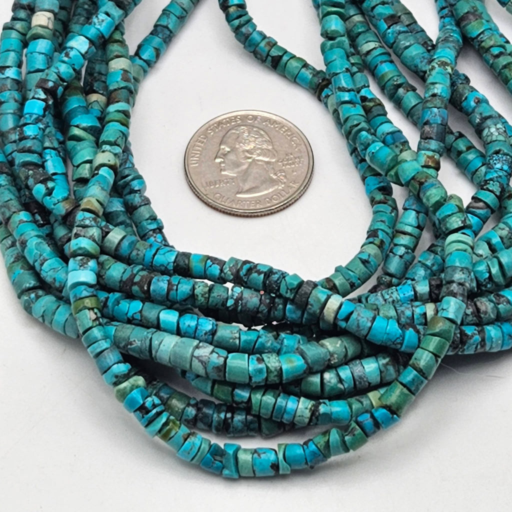 Genuine Blue Turquoise Medium Heishi Beads - 4.4mm Classic 16" Strand