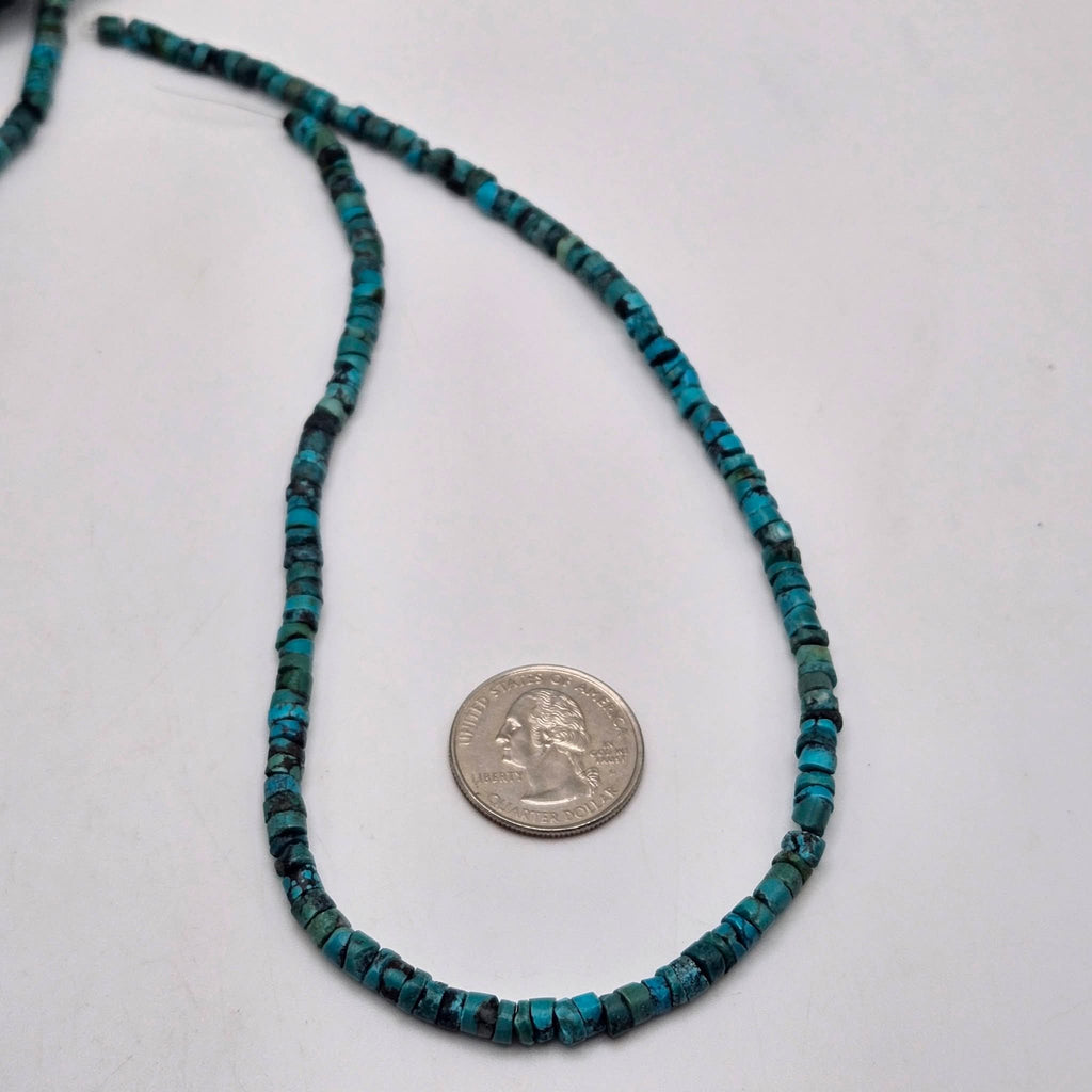 Genuine Blue Turquoise Medium Heishi Beads - 4.4mm Classic 16" Strand