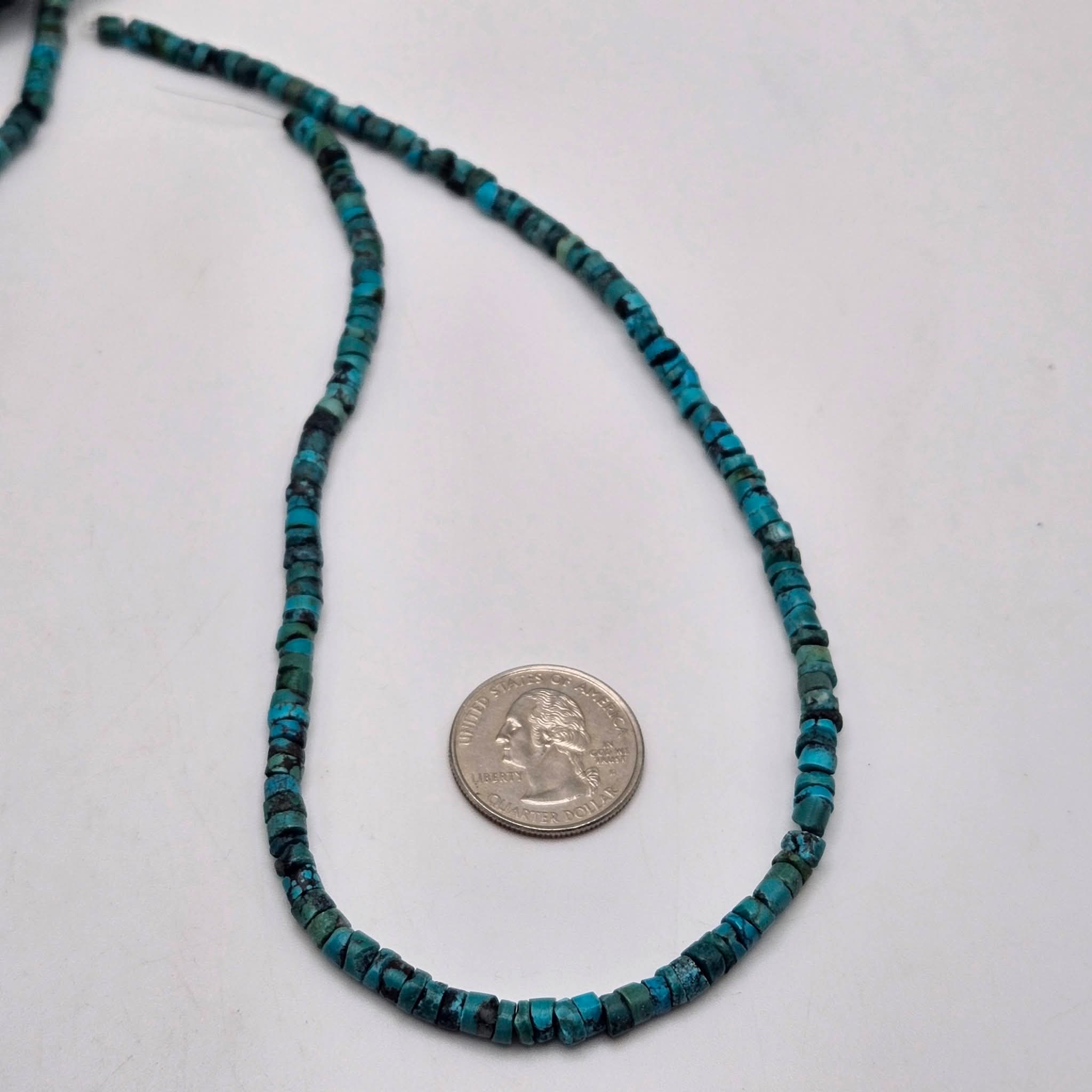 Genuine Blue Turquoise Medium Heishi Beads - 4.4mm Classic 16" Strand
