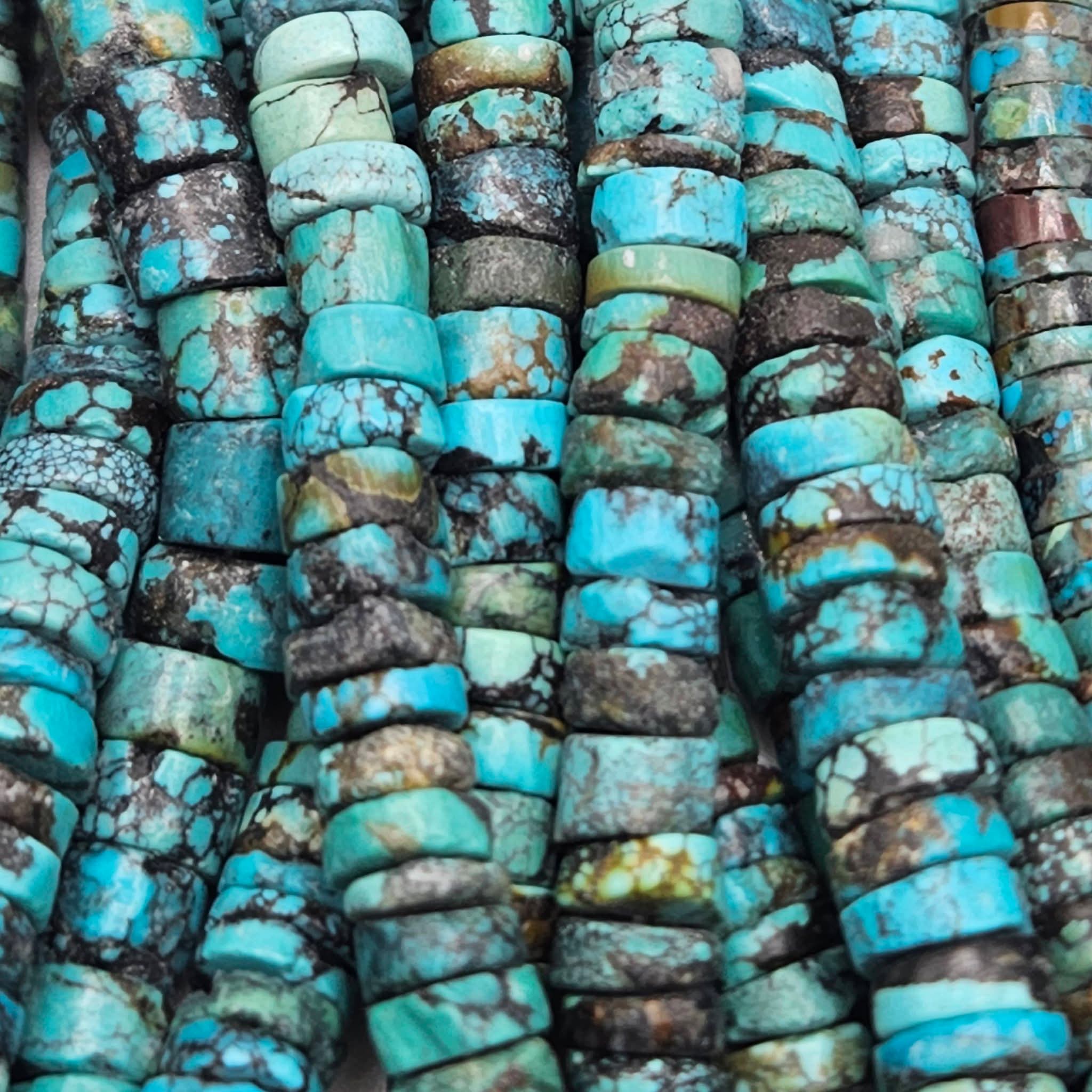 Genuine Blue Turquoise Heishi Beads - Large 6.7mm Premium 16" Strand