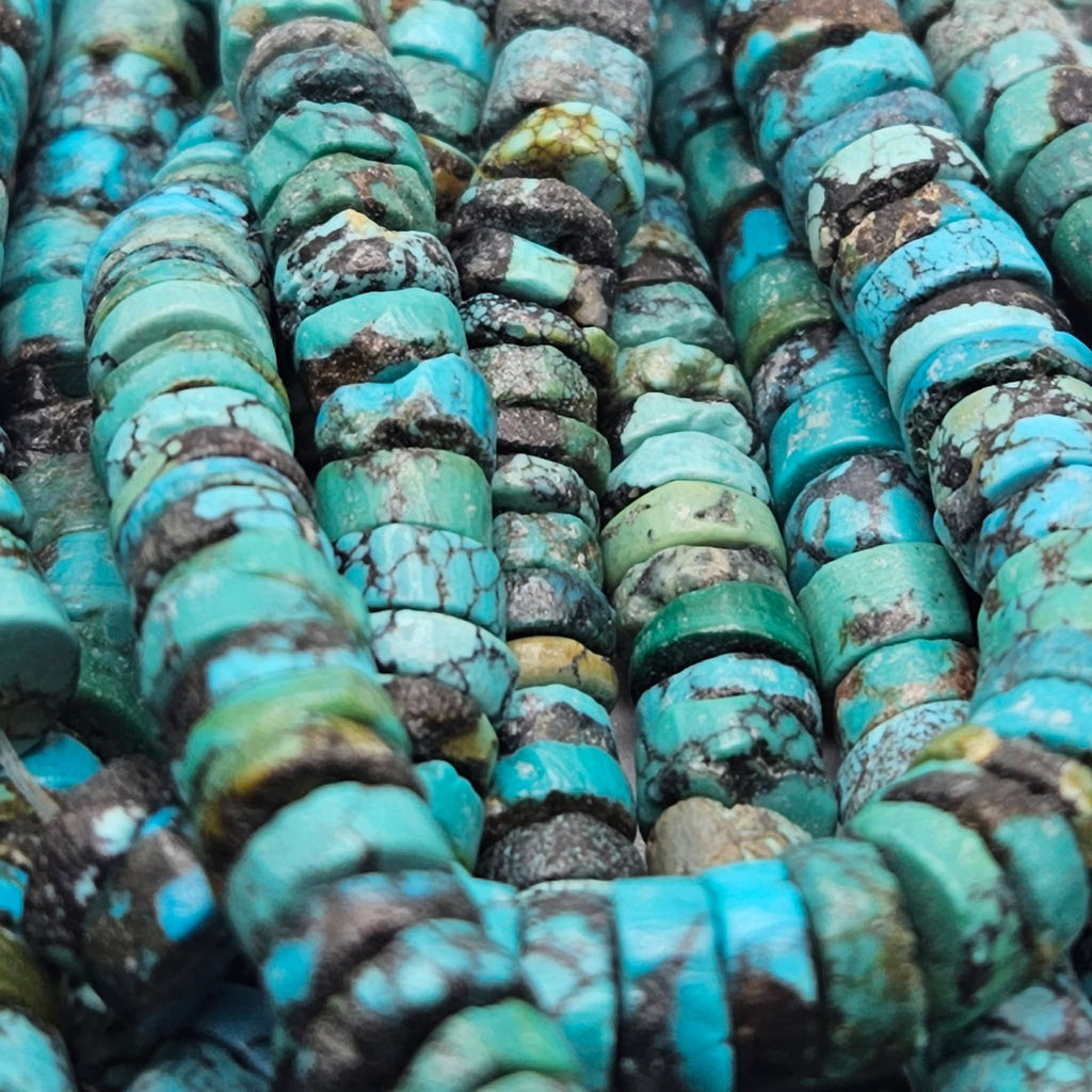 Genuine Blue Turquoise Heishi Beads - Large 6.7mm Premium 16" Strand