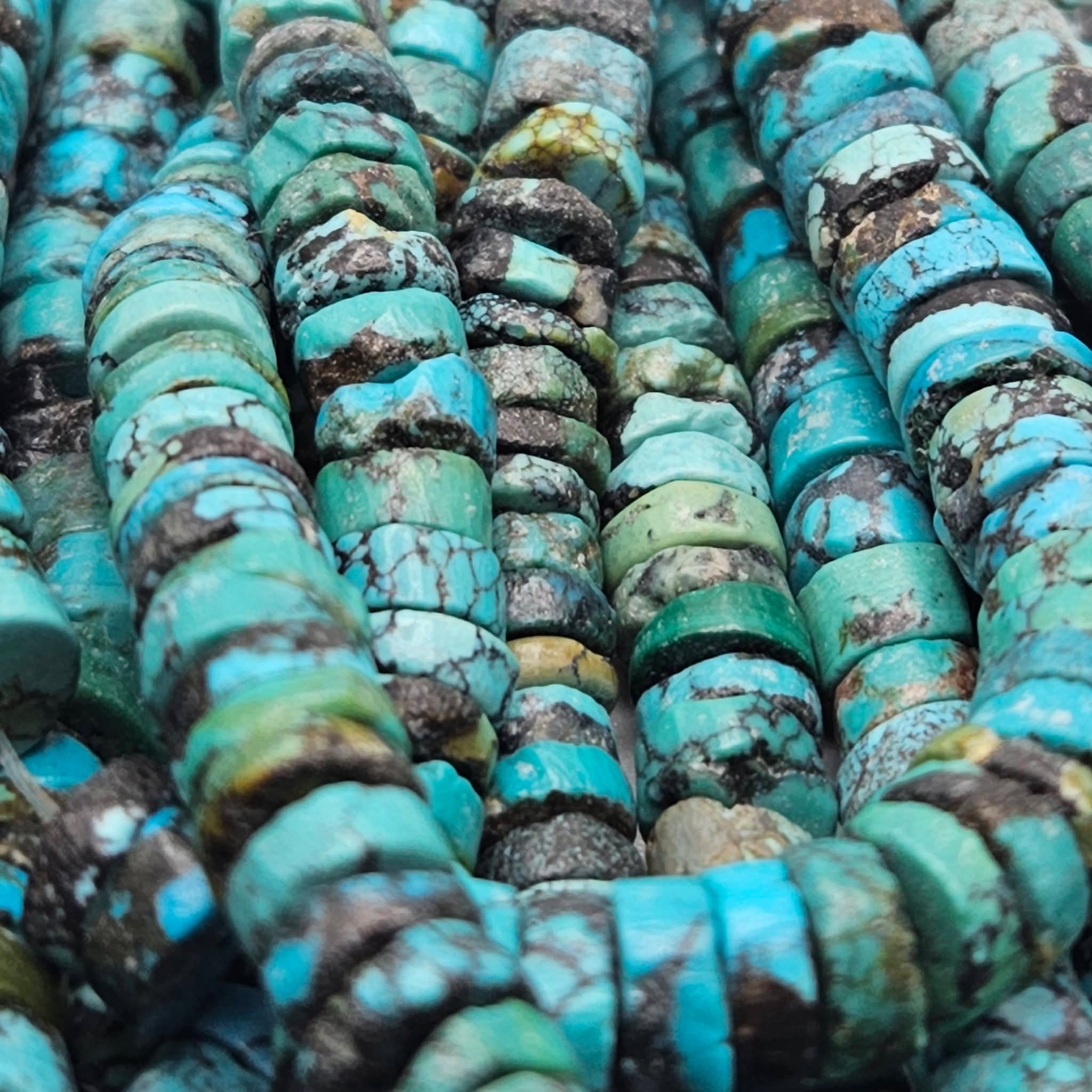 Genuine Blue Turquoise Heishi Beads - Large 6.7mm Premium 16" Strand