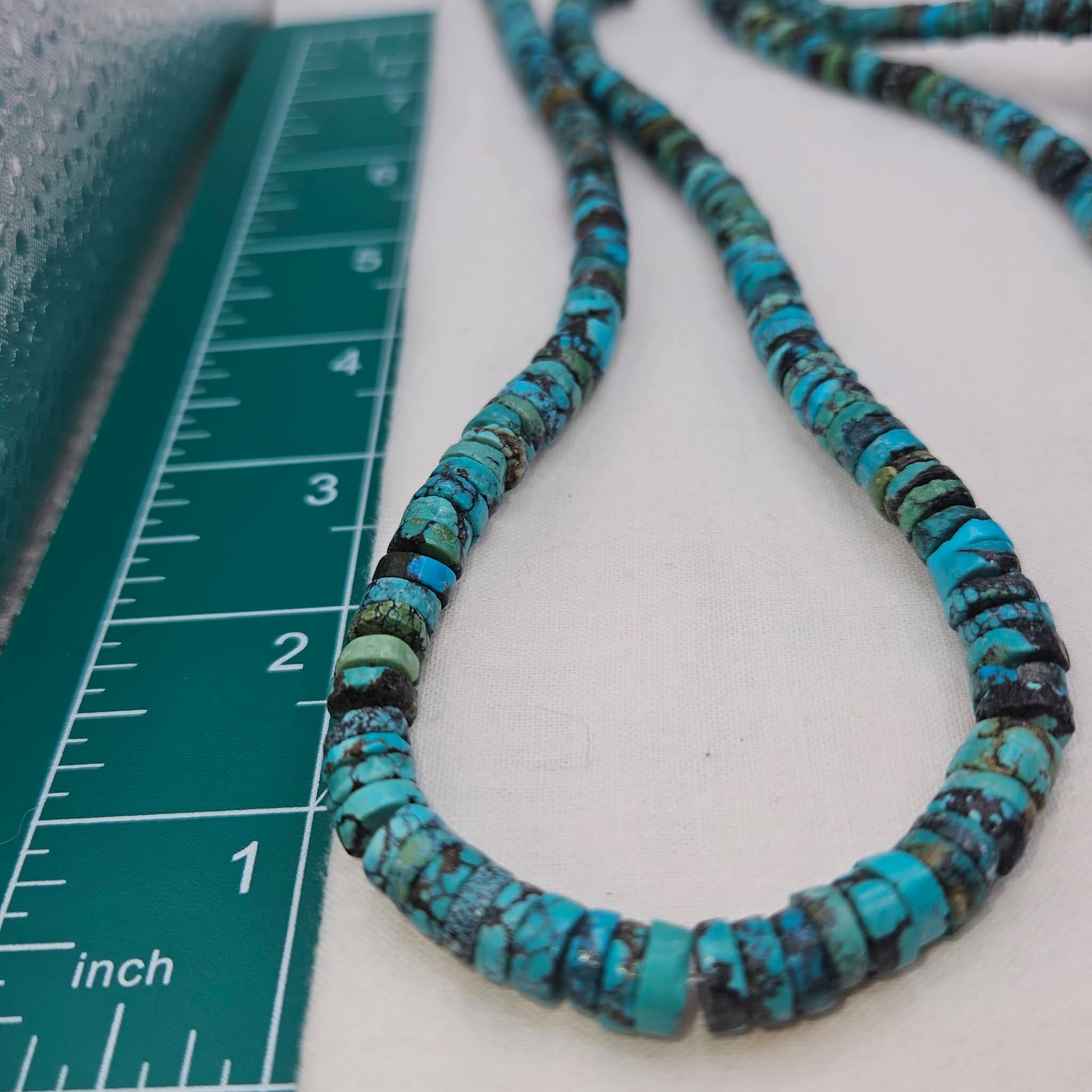 Genuine Blue Turquoise Heishi Beads - Large 6.7mm Premium 16" Strand