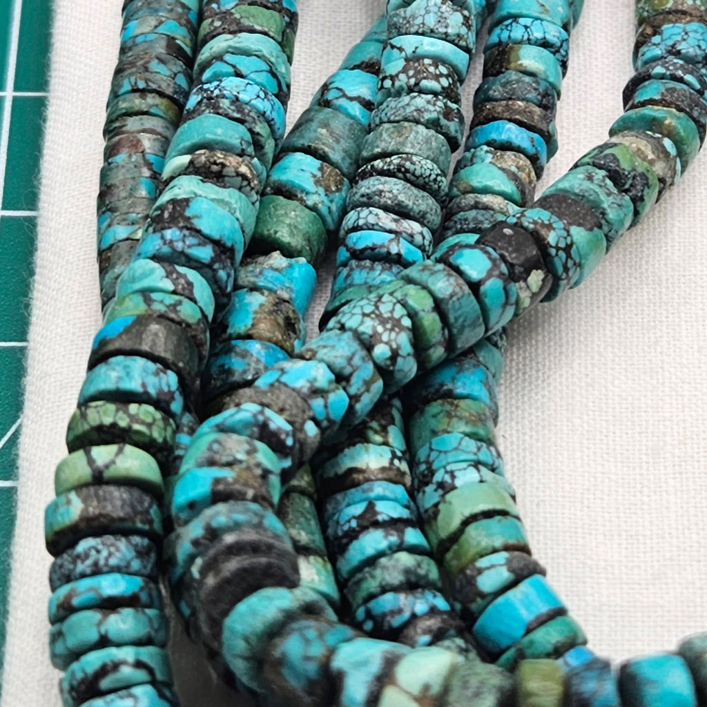 Genuine Blue Turquoise Heishi Beads - Large 6.7mm Premium 16" Strand