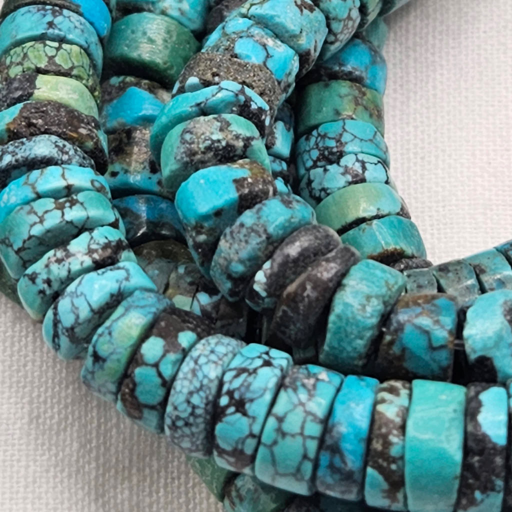 Genuine Blue Turquoise Heishi Beads - Large 6.7mm Premium 16" Strand