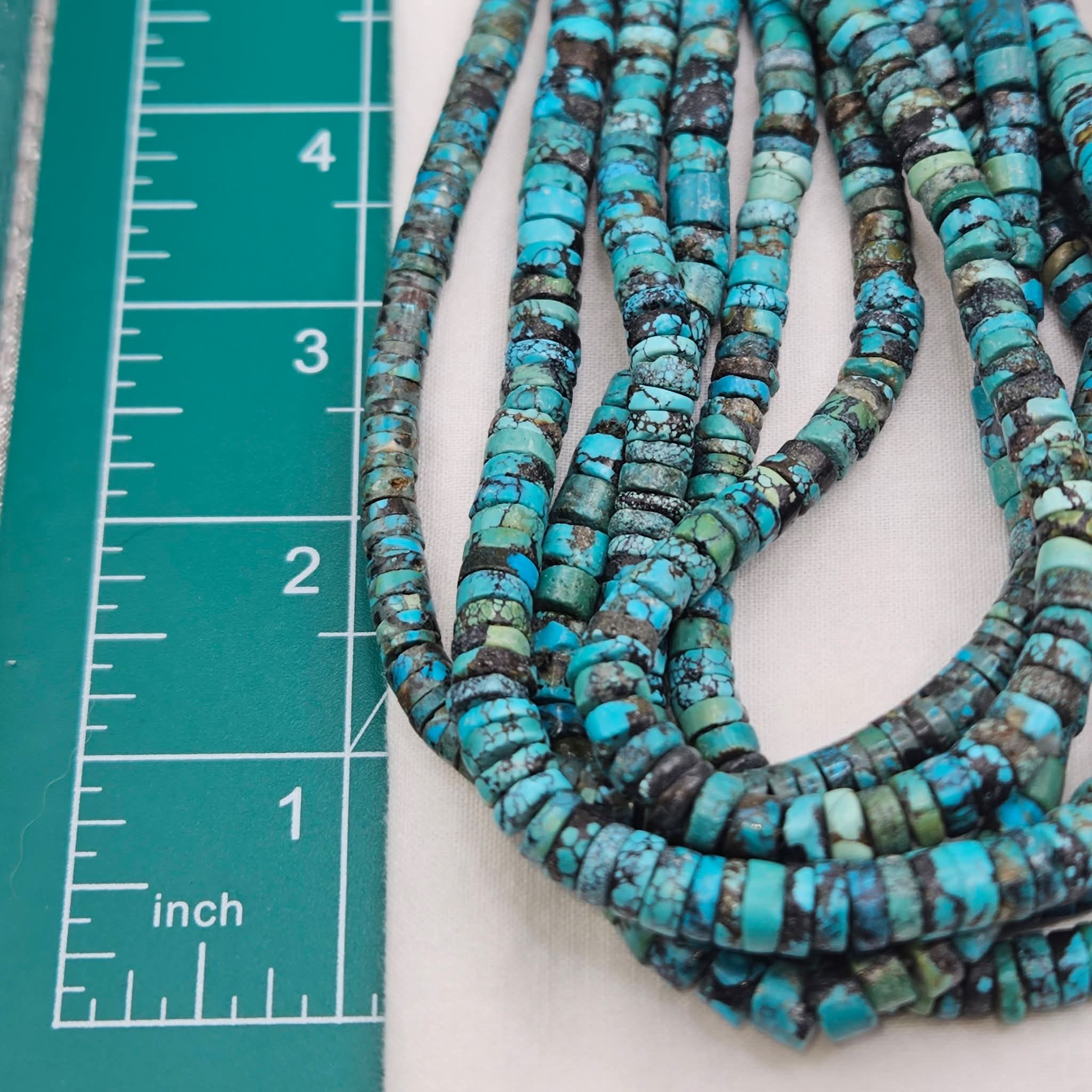 Genuine Blue Turquoise Heishi Beads - Large 6.7mm Premium 16" Strand