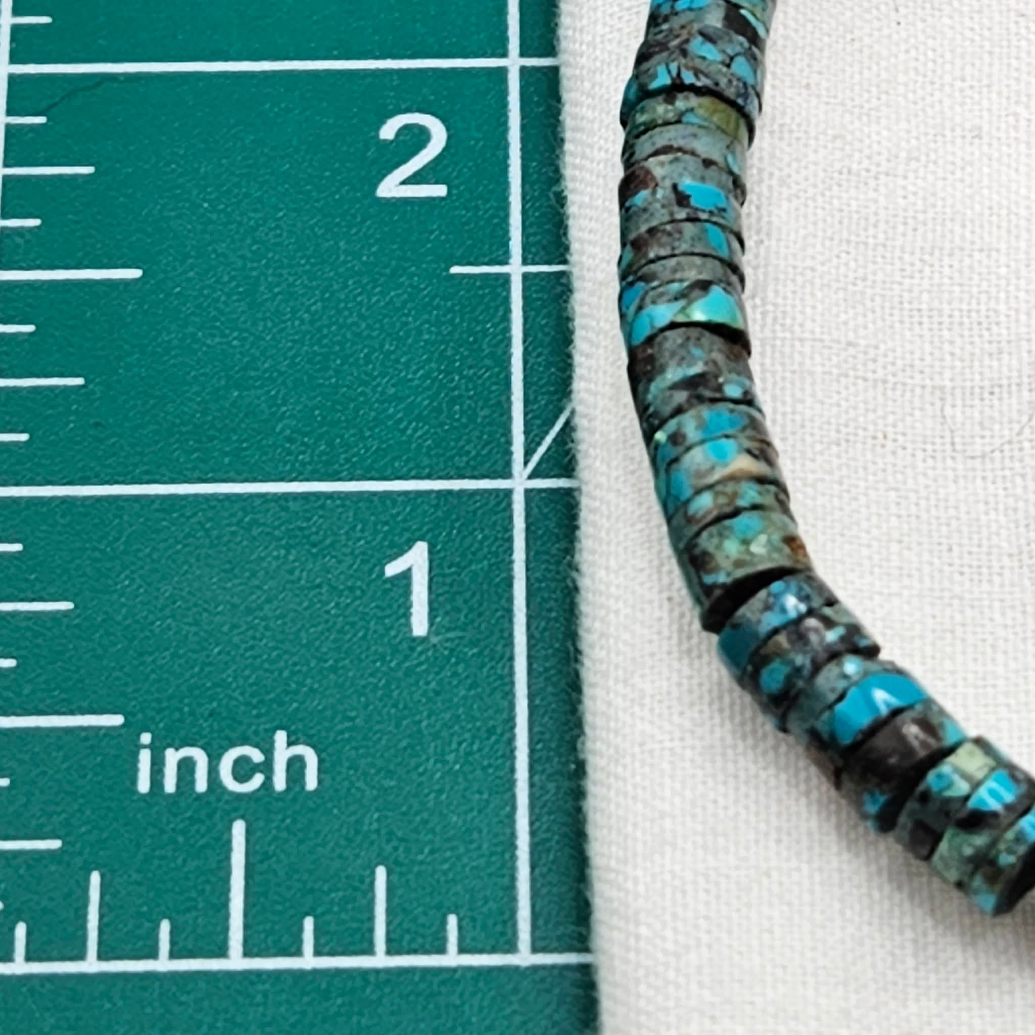 Genuine Deep Blue Turquoise Heishi Beads - Brown Matrix 6mm 16" Strand