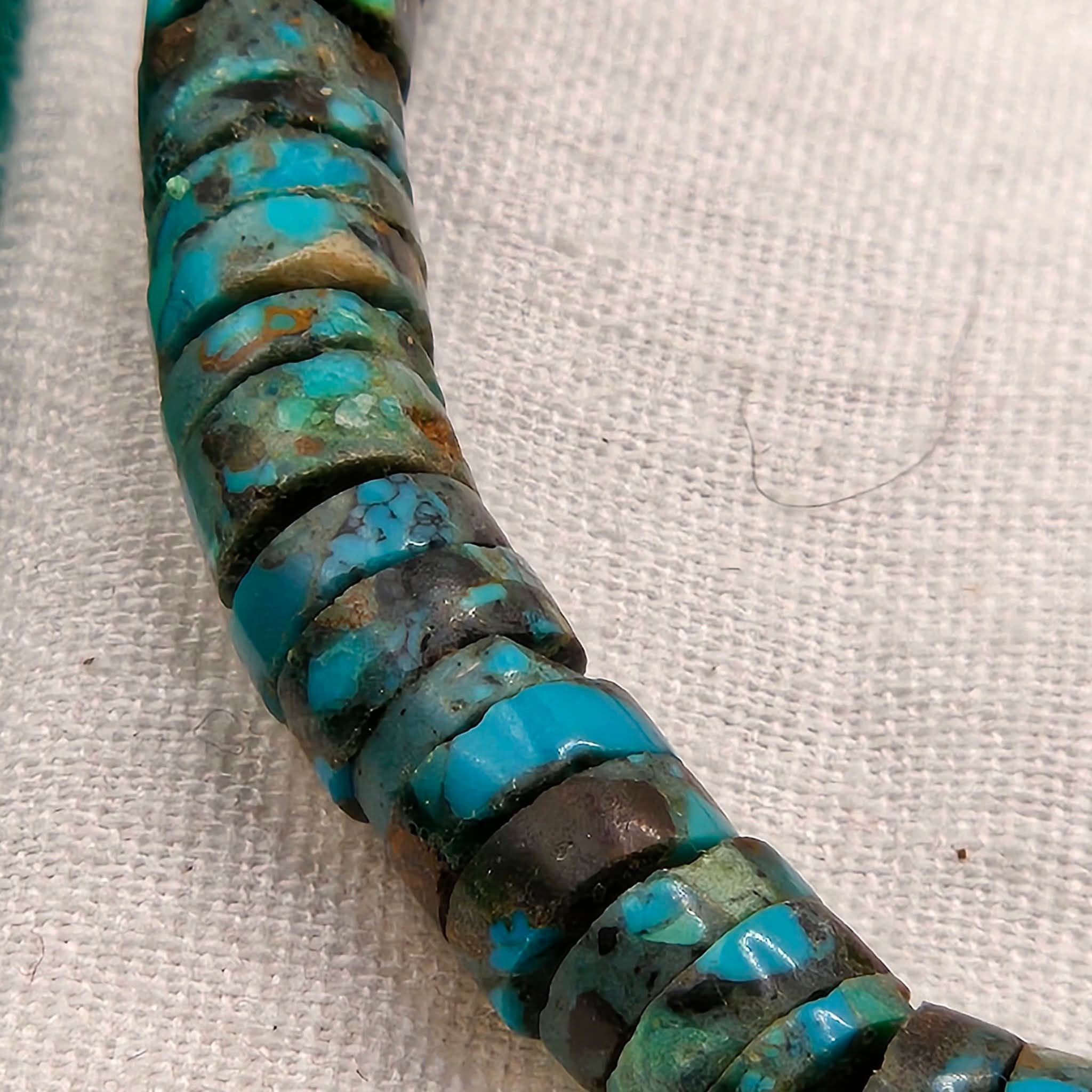 Genuine Deep Blue Turquoise Heishi Beads - Brown Matrix 6mm 16" Strand