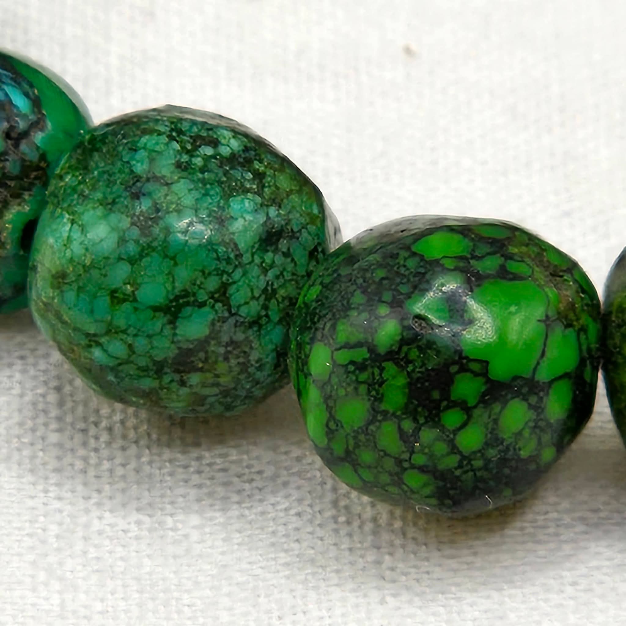 Genuine Green Turquoise Handmade Graduated Round Beads - Premium 16" Strand