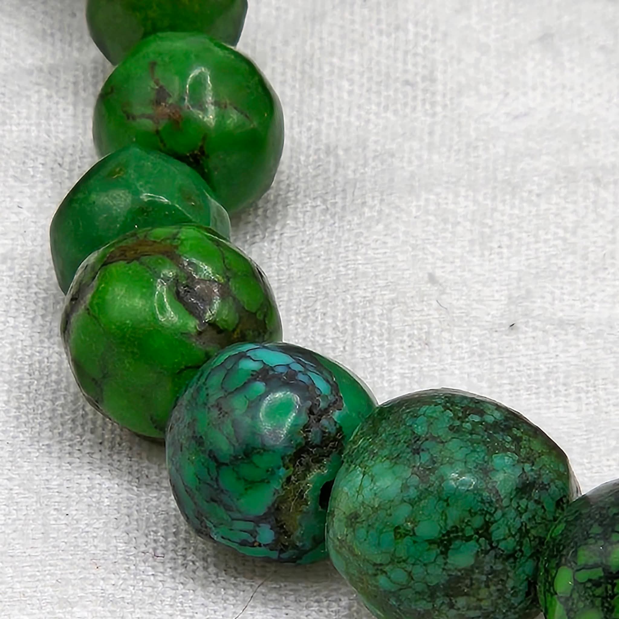 Genuine Green Turquoise Handmade Graduated Round Beads - Premium 16" Strand
