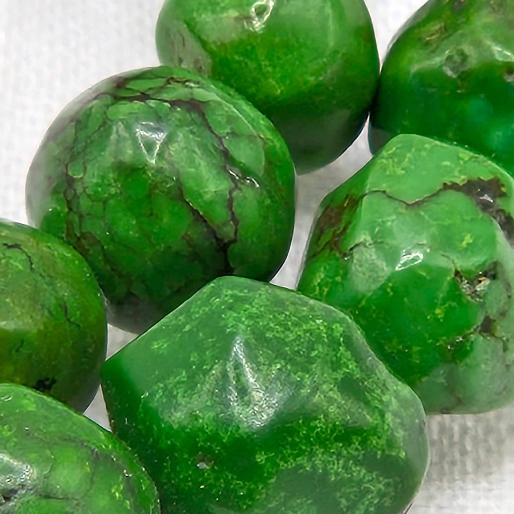 Genuine Green Turquoise Handmade Graduated Round Beads - Premium 16" Strand