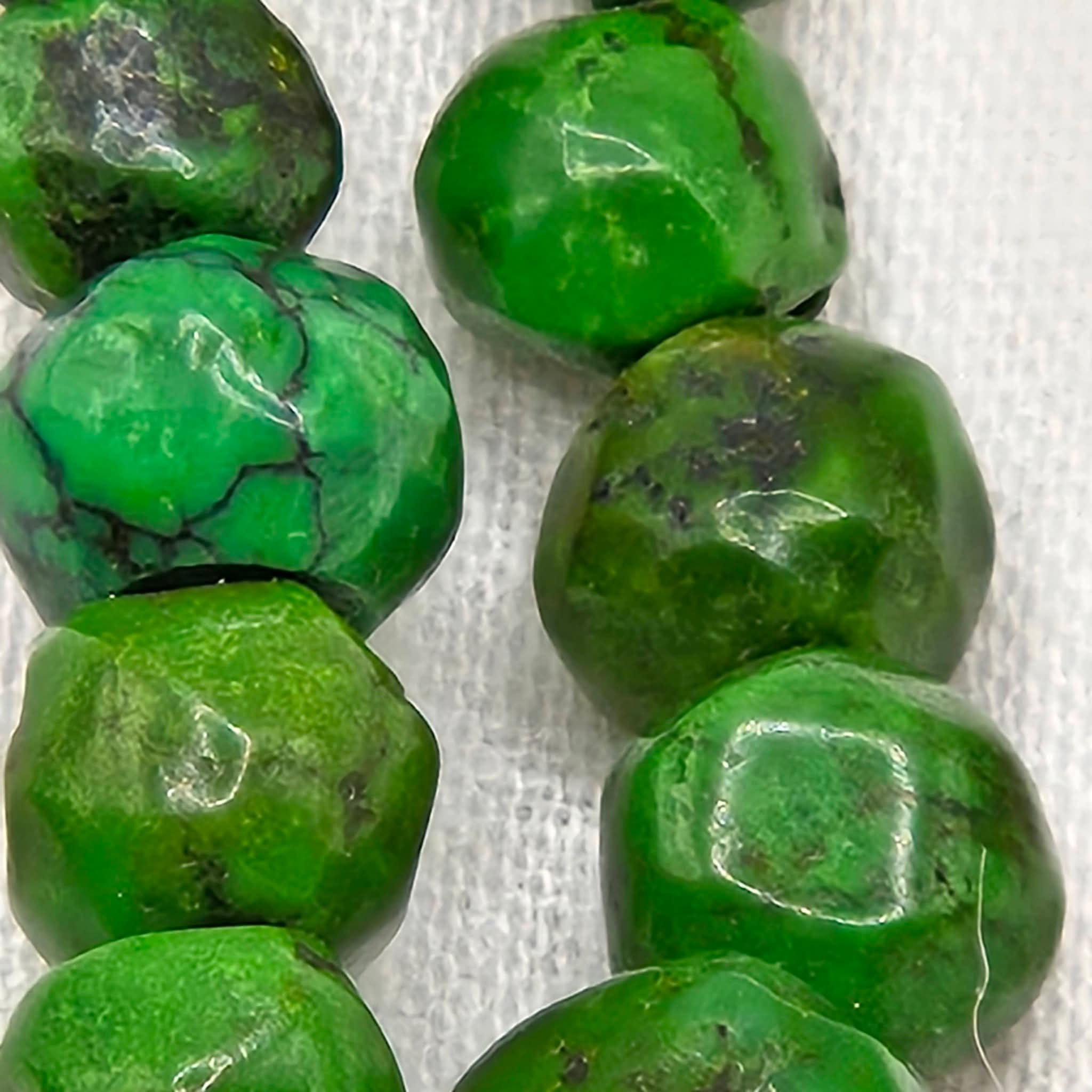 Genuine Green Turquoise Handmade Graduated Round Beads - Premium 16" Strand