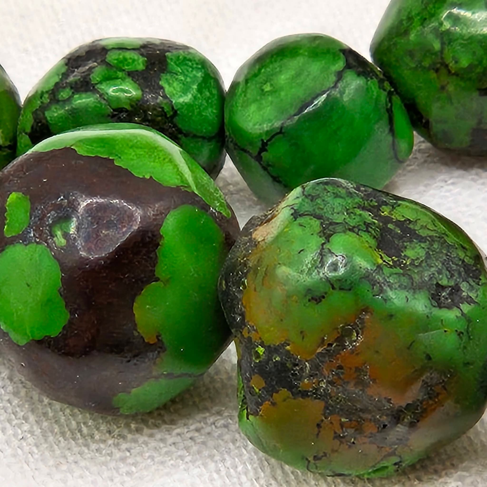 Genuine Green Turquoise Handmade Graduated Round Beads - Premium 16" Strand