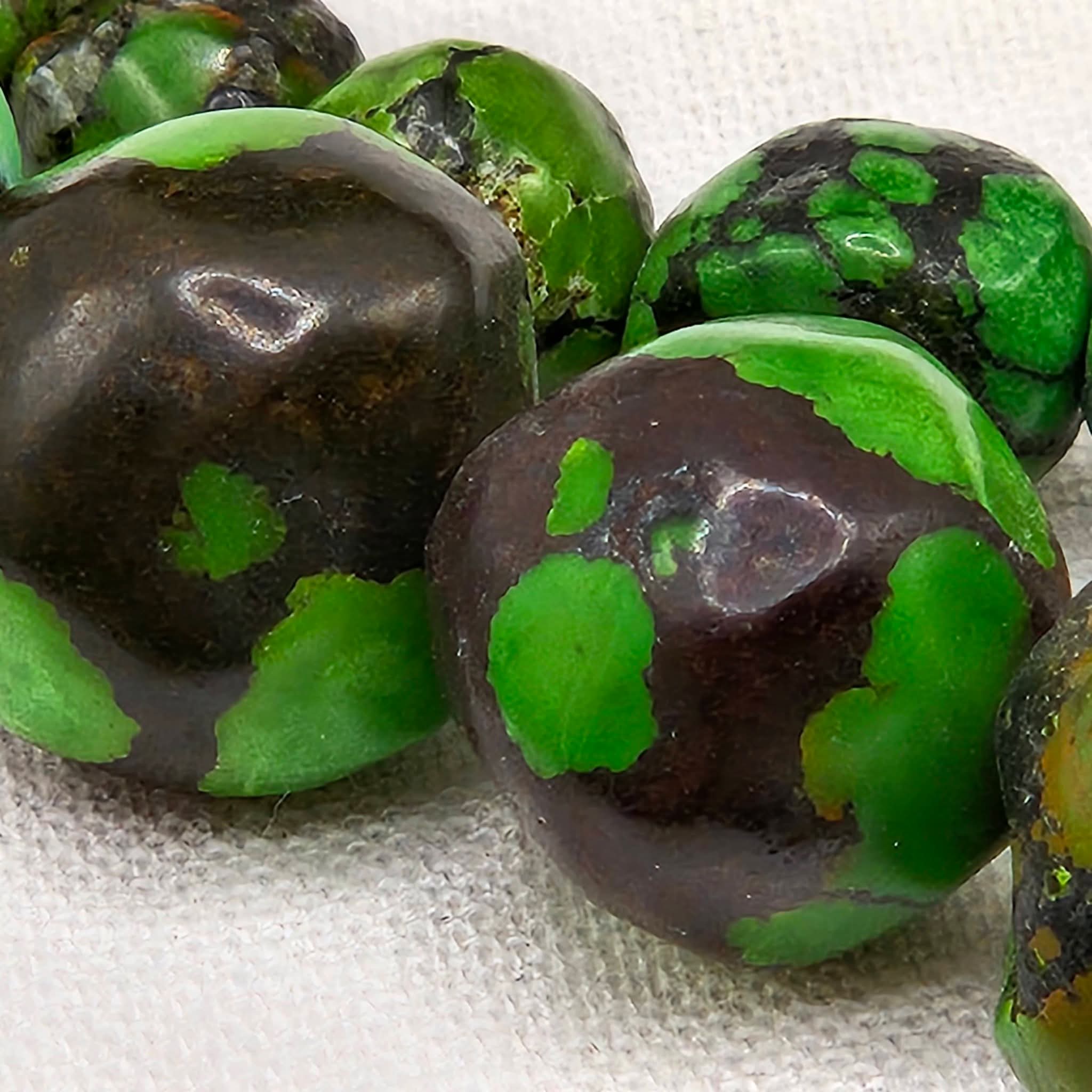 Genuine Green Turquoise Handmade Graduated Round Beads - Premium 16" Strand