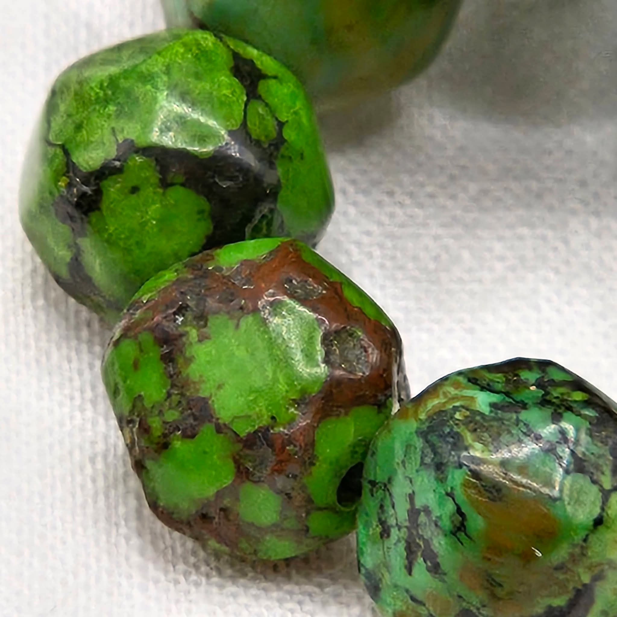 Genuine Green Turquoise Handmade Graduated Round Beads - Premium 16" Strand